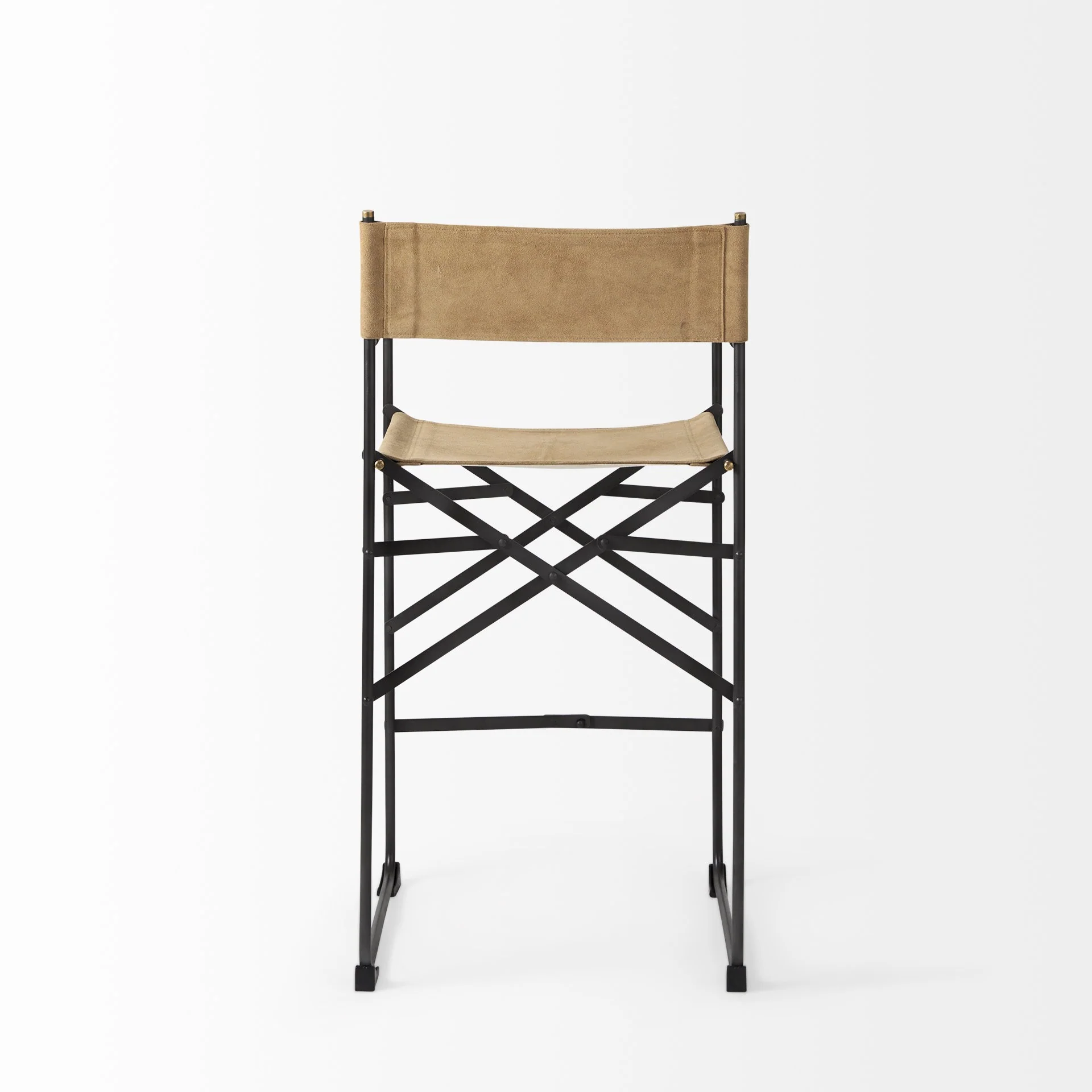 Brown And Black Leather And Metal Bar Chair By Homeroots - Image 5