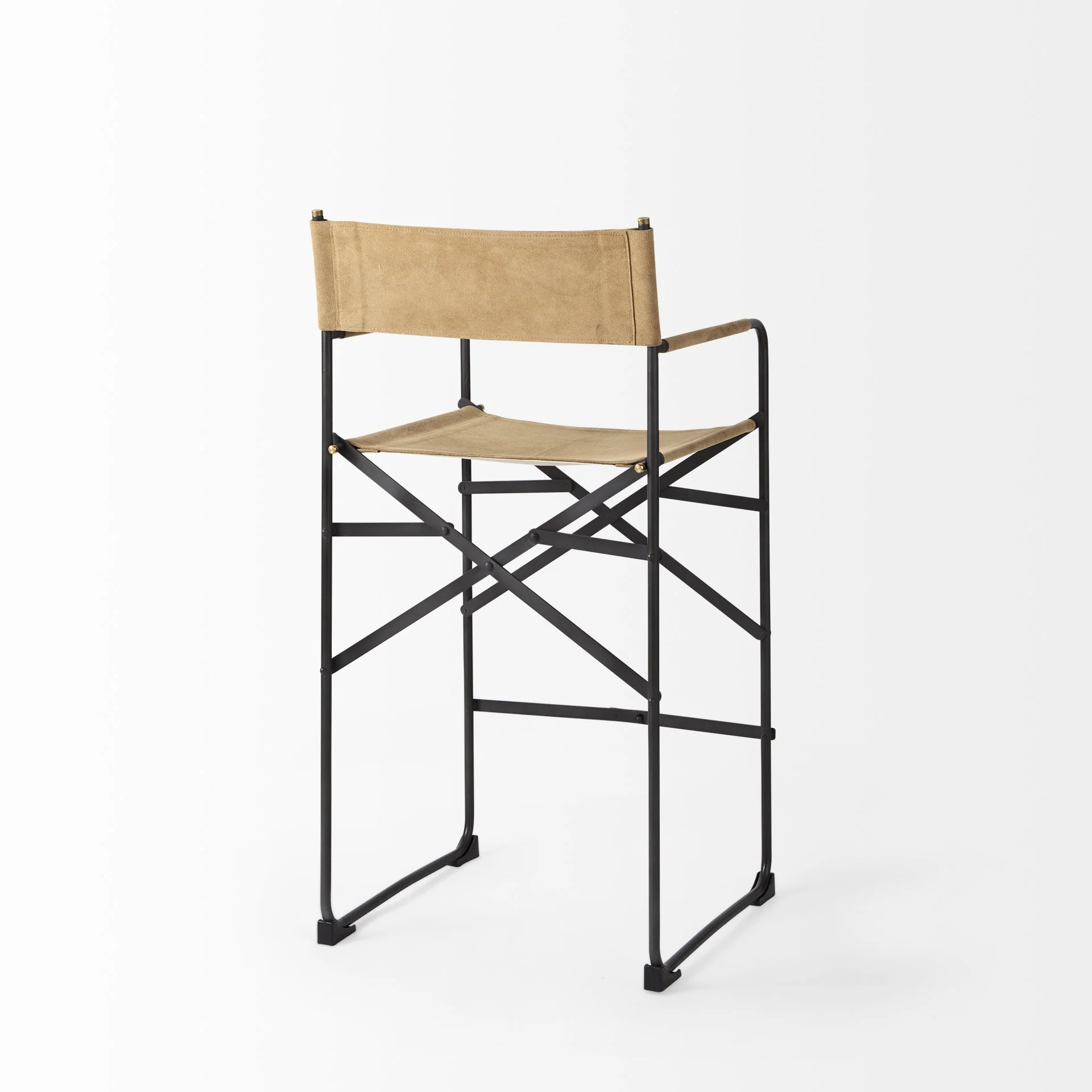 Brown And Black Leather And Metal Bar Chair By Homeroots - Image 6