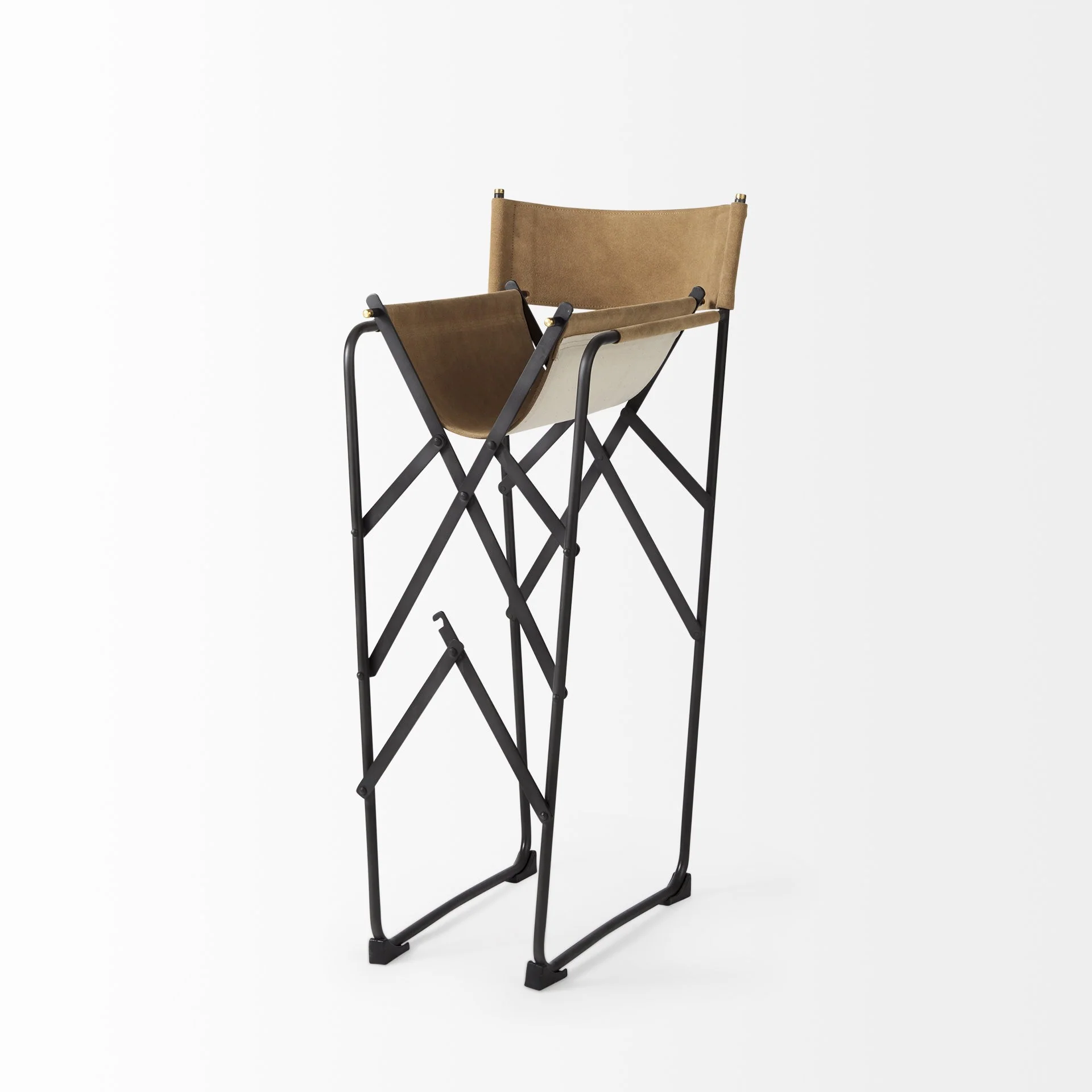 Brown And Black Leather And Metal Bar Chair By Homeroots - Image 8