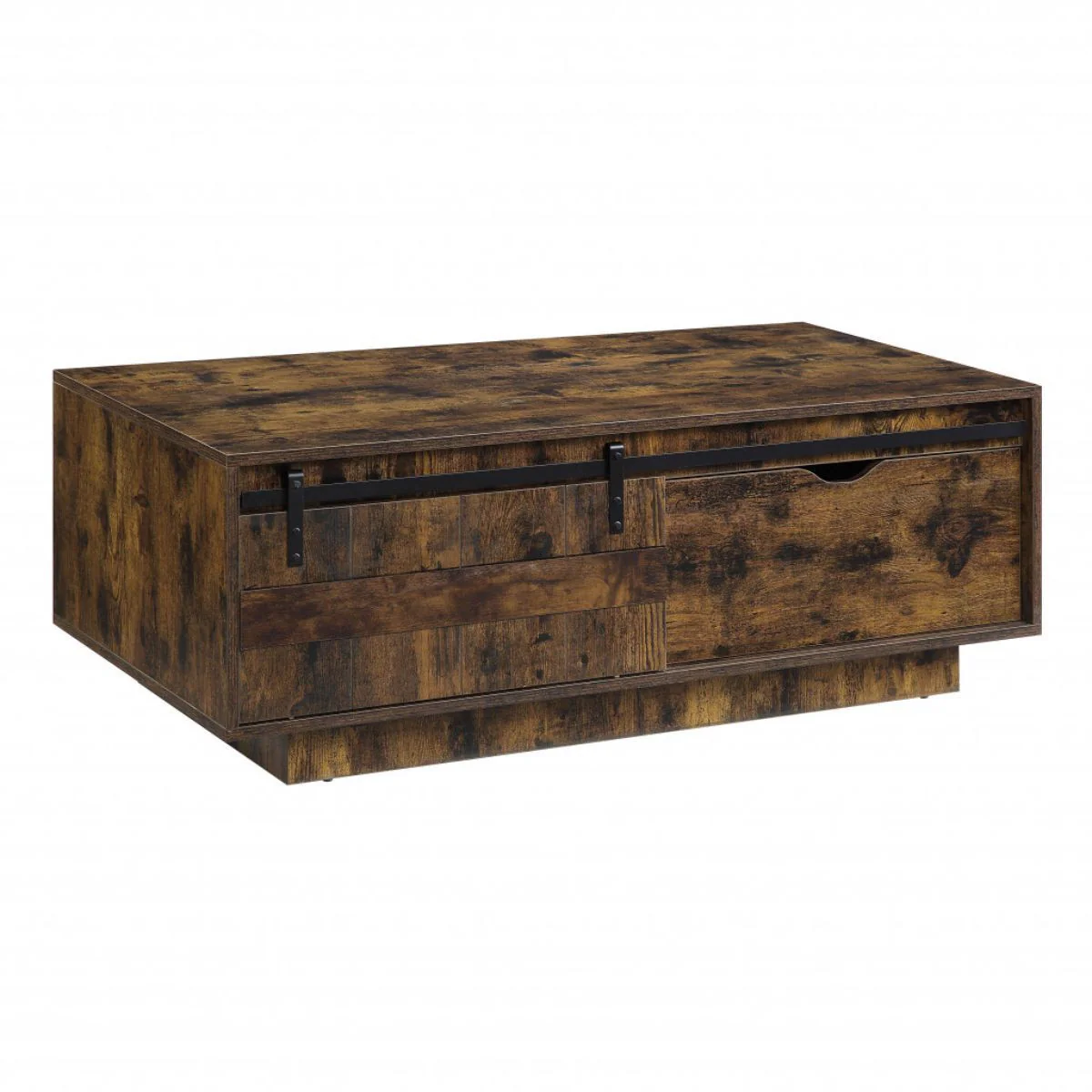 Brown and Black Melamine Veneer And Wood Coffee Table With Drawer And Shelf By Homeroots - Image 2