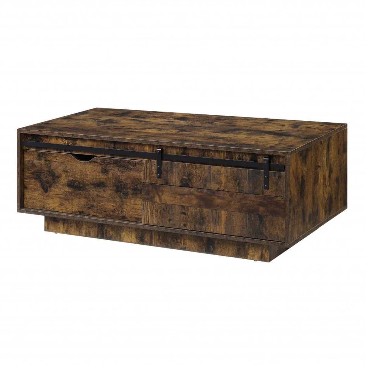 Brown and Black Melamine Veneer And Wood Coffee Table With Drawer And Shelf By Homeroots - Image 3