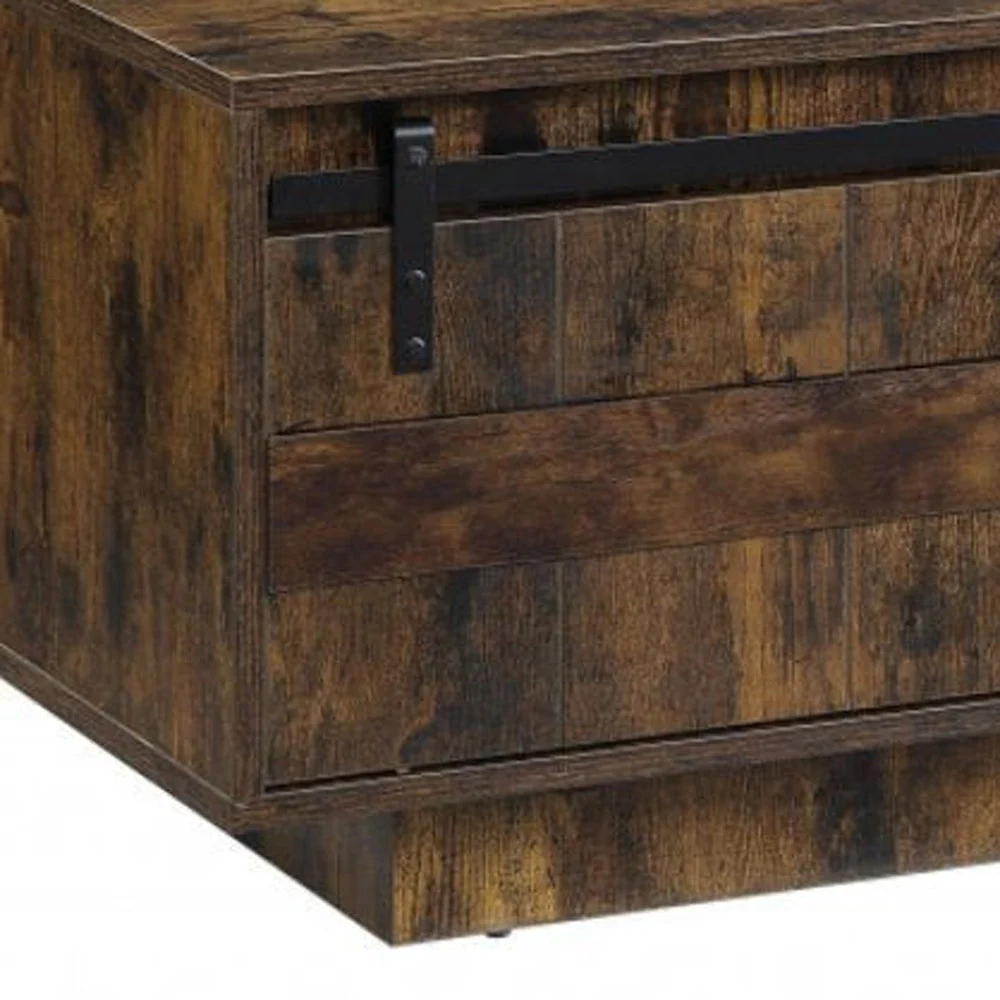 Brown and Black Melamine Veneer And Wood Coffee Table With Drawer And Shelf By Homeroots - Image 5