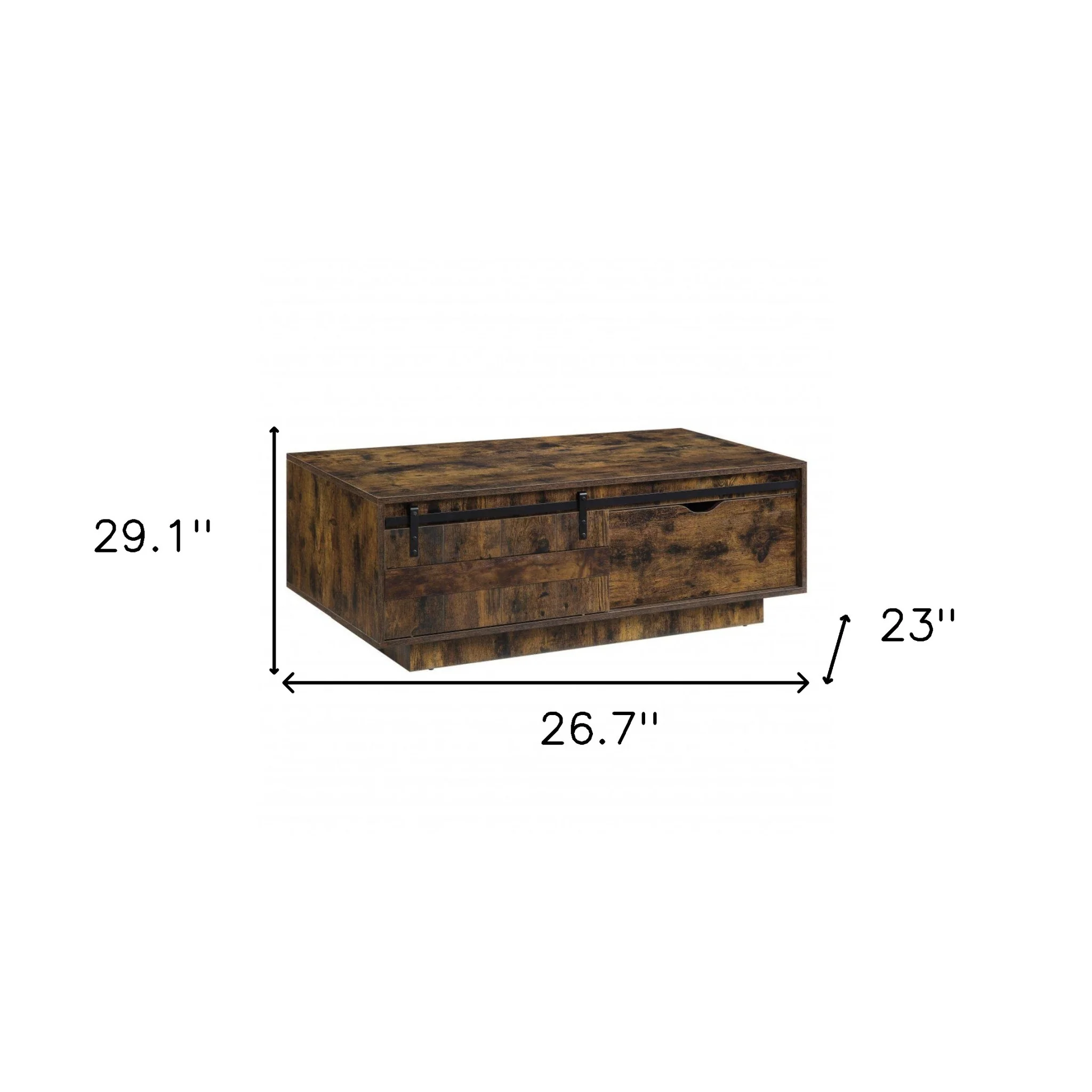 Brown and Black Melamine Veneer And Wood Coffee Table With Drawer And Shelf By Homeroots - Image 6