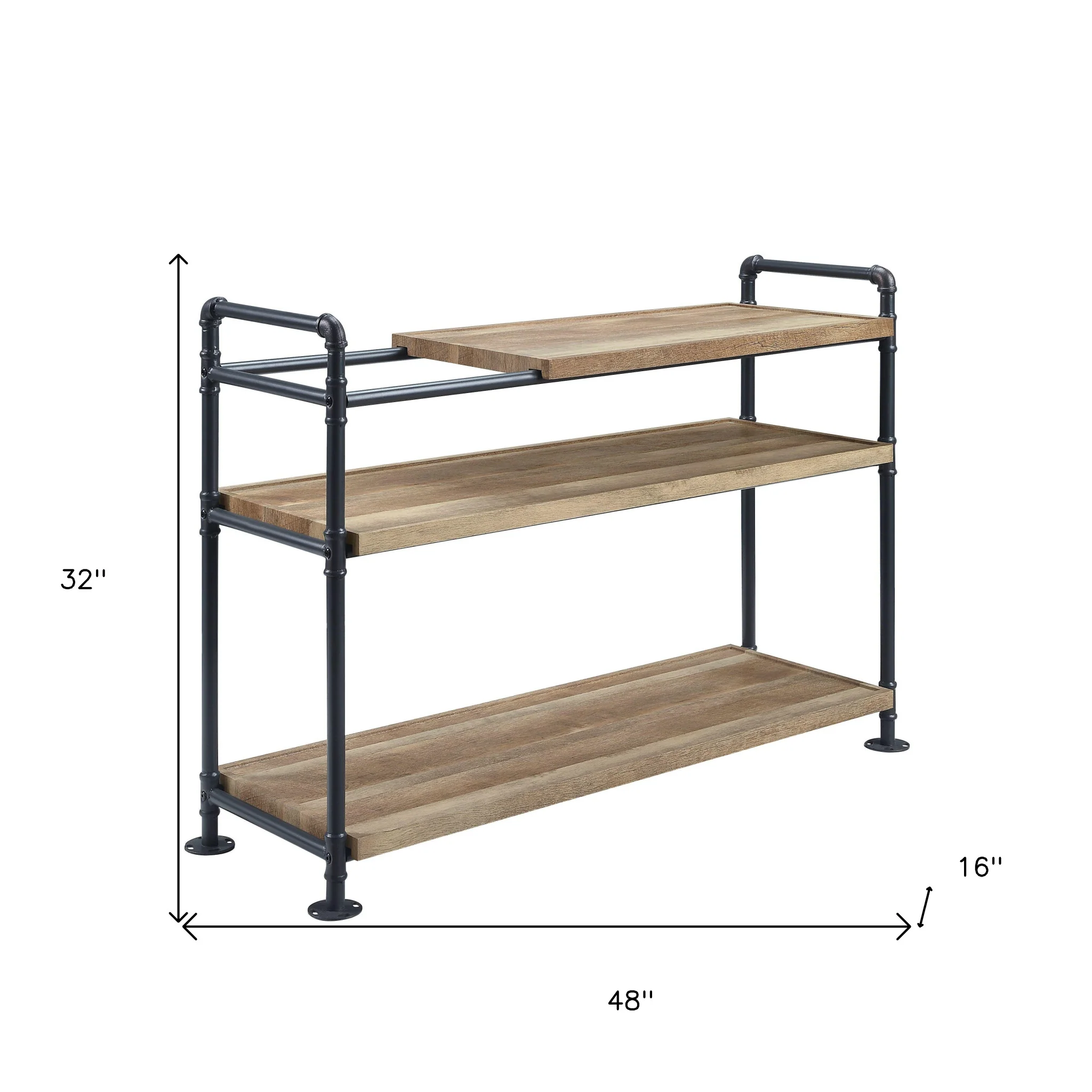 Brown And Black Metal Three Tier Etagere Bookcase By Homeroots - Image 5
