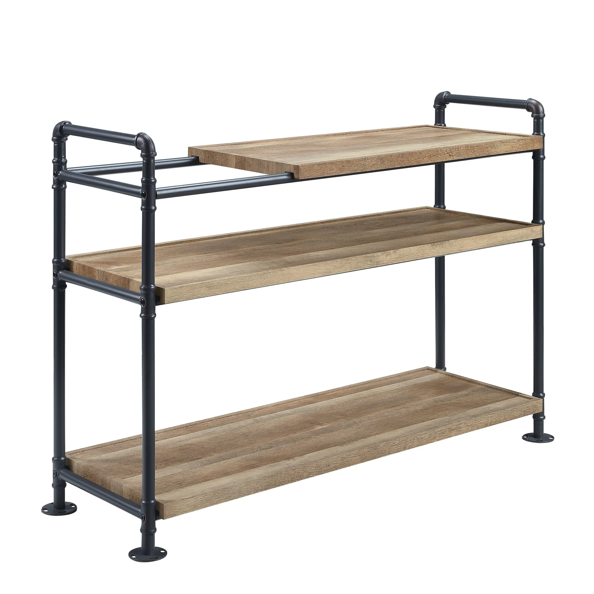 Brown And Black Metal Three Tier Etagere Bookcase By Homeroots - Image 6