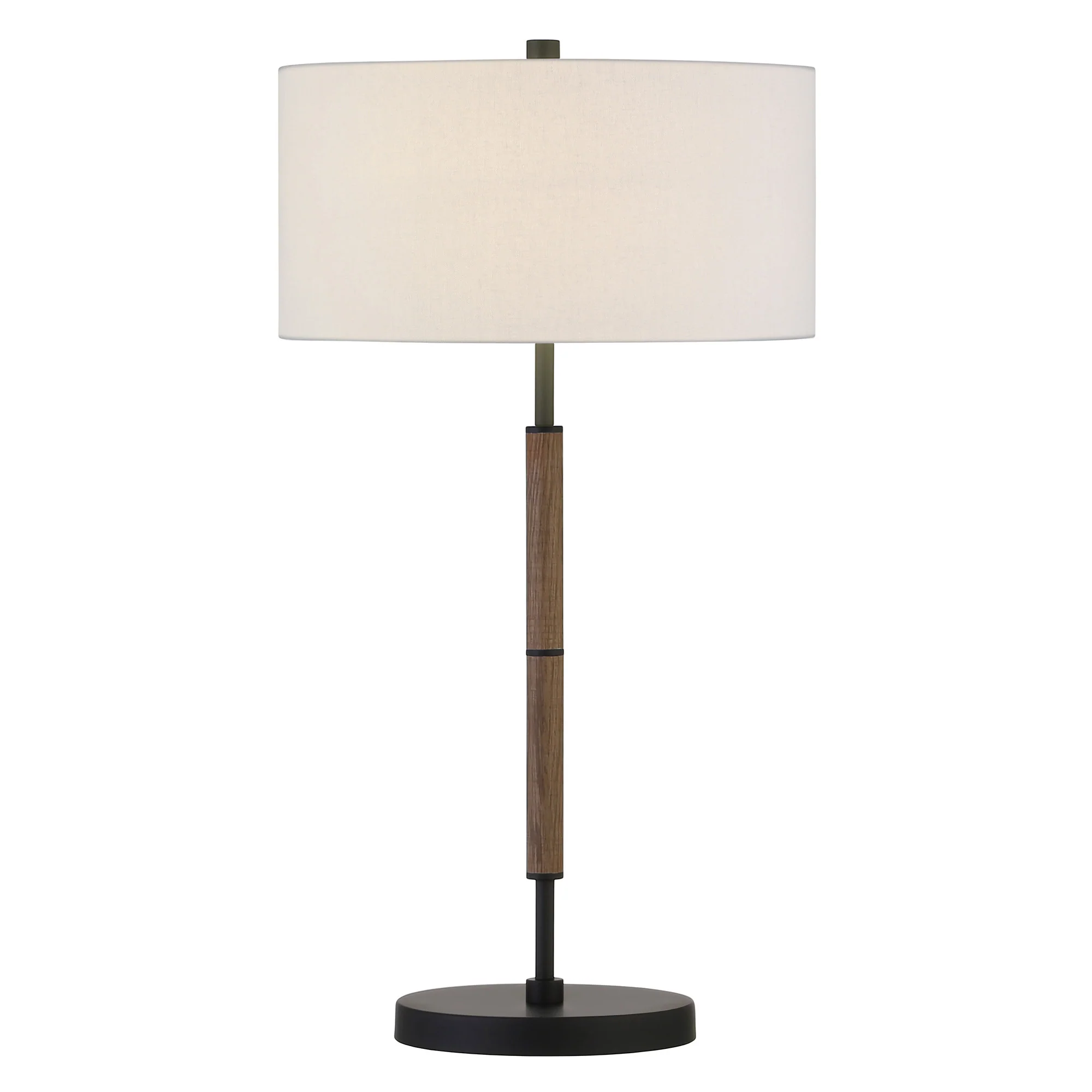Brown and Black Metal Two Light Table Lamp With White Drum Shade By Homeroots - Image 7