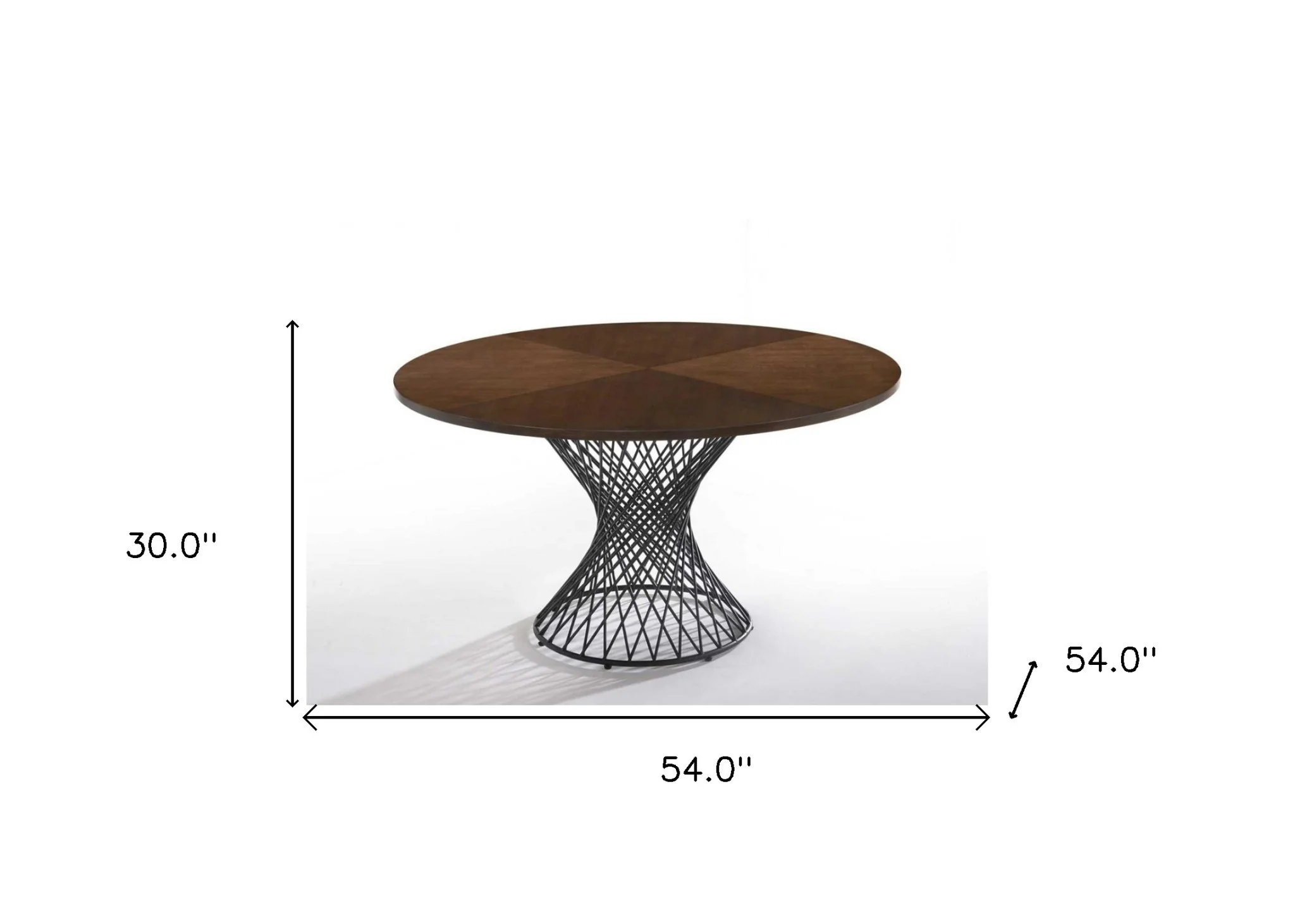 Brown And Black Rounded Solid Manufactured Wood And Iron Pedestal Base Dining Table By Homeroots - Image 3