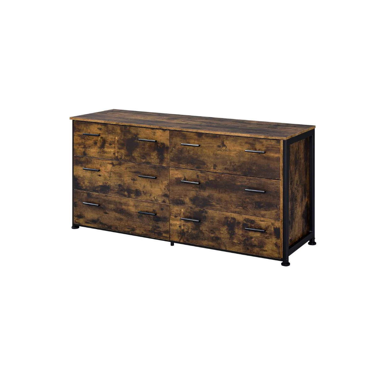 Brown and Black Six Drawer Double Dresser By Homeroots - Image 3