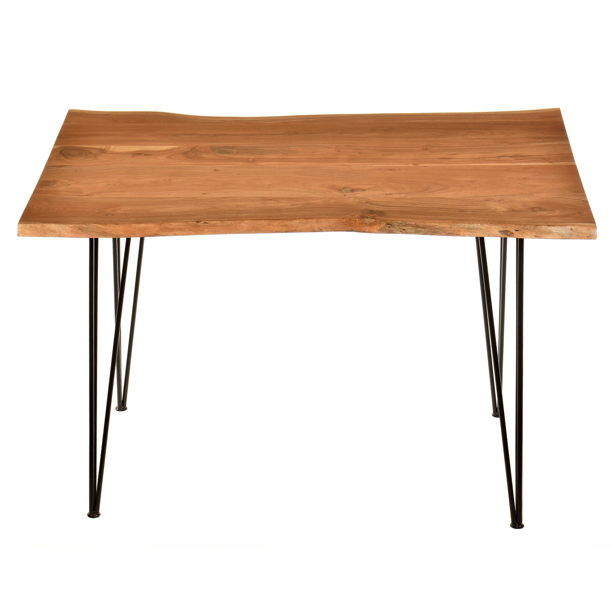Brown And Black Solid Wood And Iron Dining Table By Homeroots - Image 2