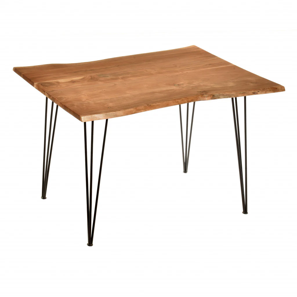 Brown And Black Solid Wood And Iron Dining Table By Homeroots - Image 3