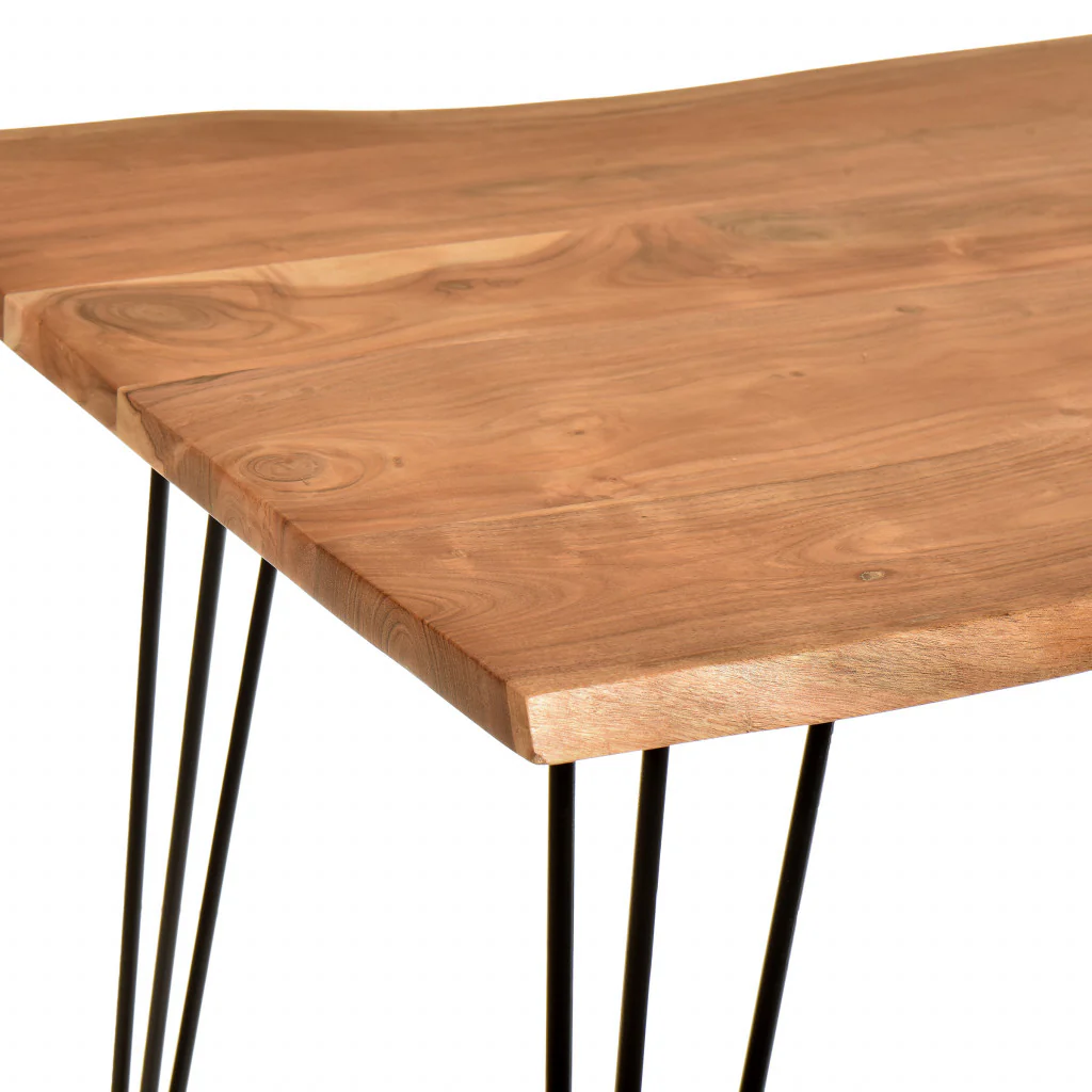 Brown And Black Solid Wood And Iron Dining Table By Homeroots - Image 5