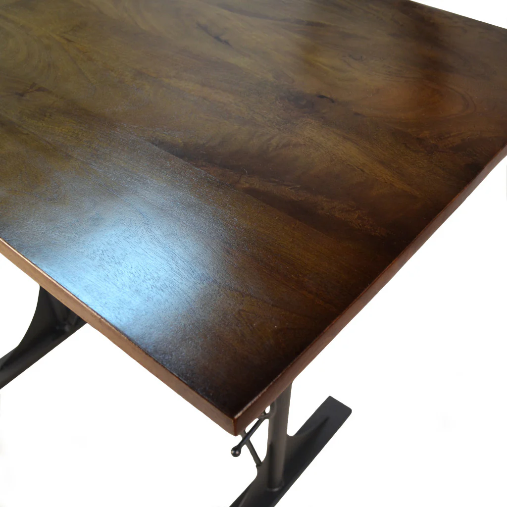 Brown And Black Solid Wood And Iron Trestle Base Dining Table By Homeroots - Image 5