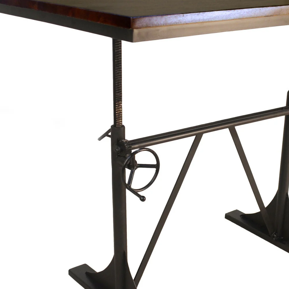 Brown And Black Solid Wood And Iron Trestle Base Dining Table By Homeroots - Image 7