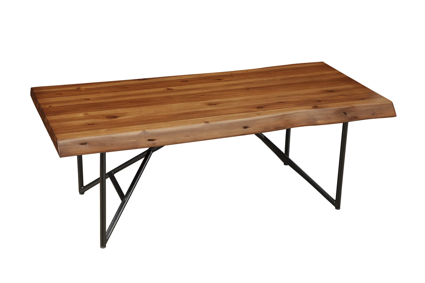 Brown And Black Solid Wood And Metal Coffee Table By Homeroots - Image 3