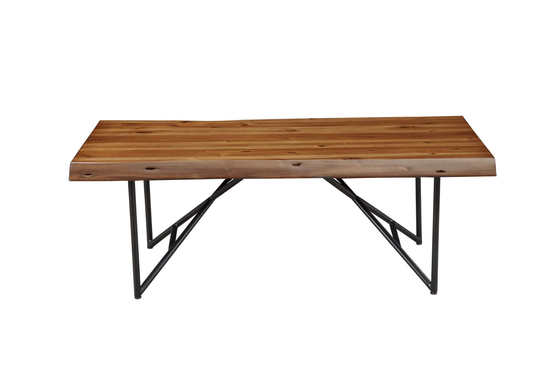 Brown And Black Solid Wood And Metal Coffee Table By Homeroots - Image 4