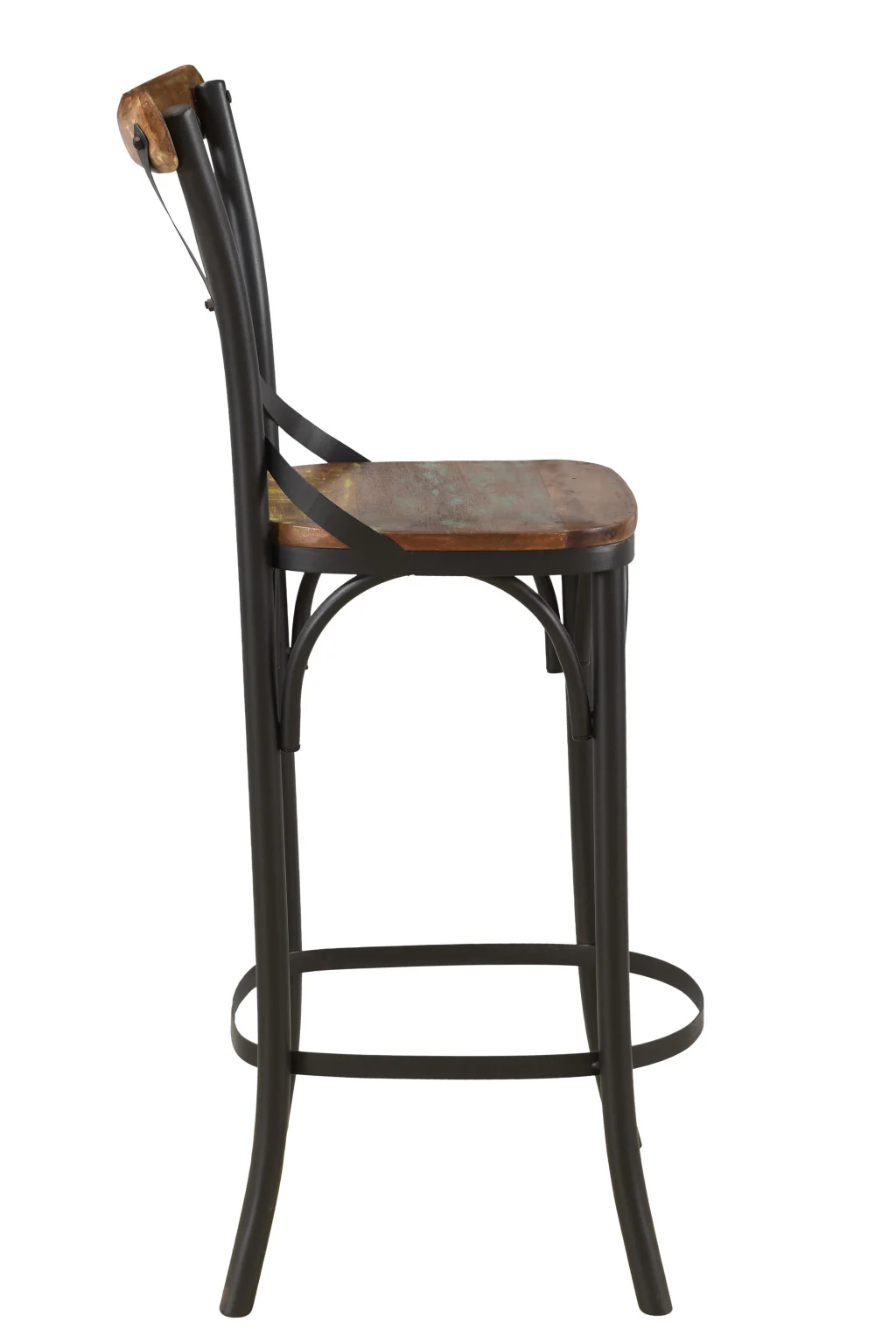 Brown and Black Solid Wood and Metal Counter Height Bar Chair By Homeroots - Image 5