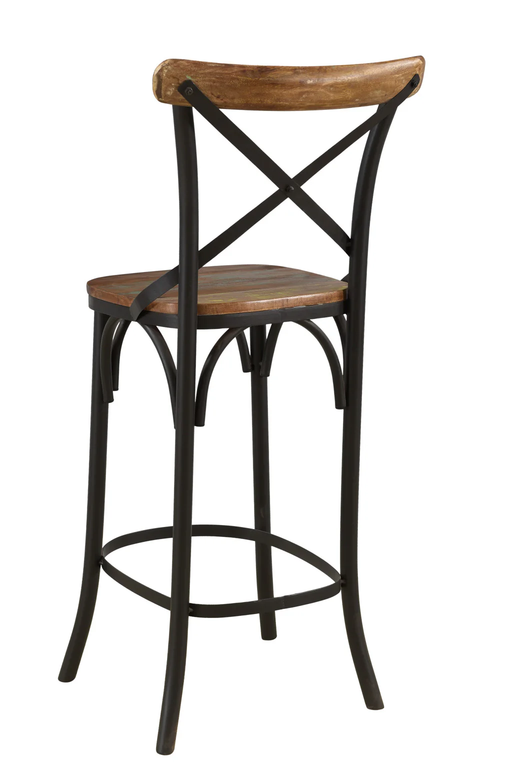 Brown and Black Solid Wood and Metal Counter Height Bar Chair By Homeroots - Image 6