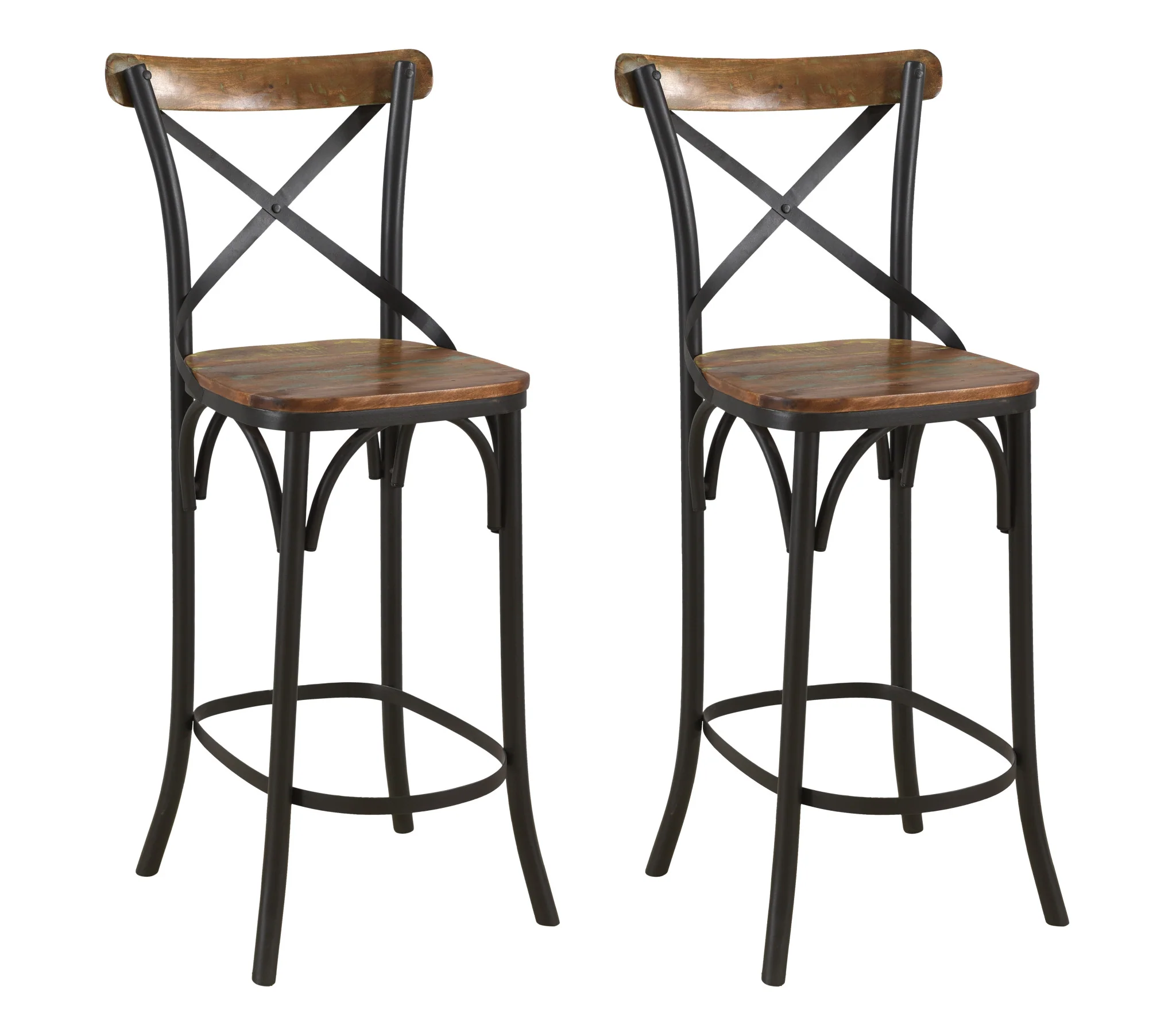 Brown and Black Solid Wood and Metal Counter Height Bar Chair By Homeroots - Image 7
