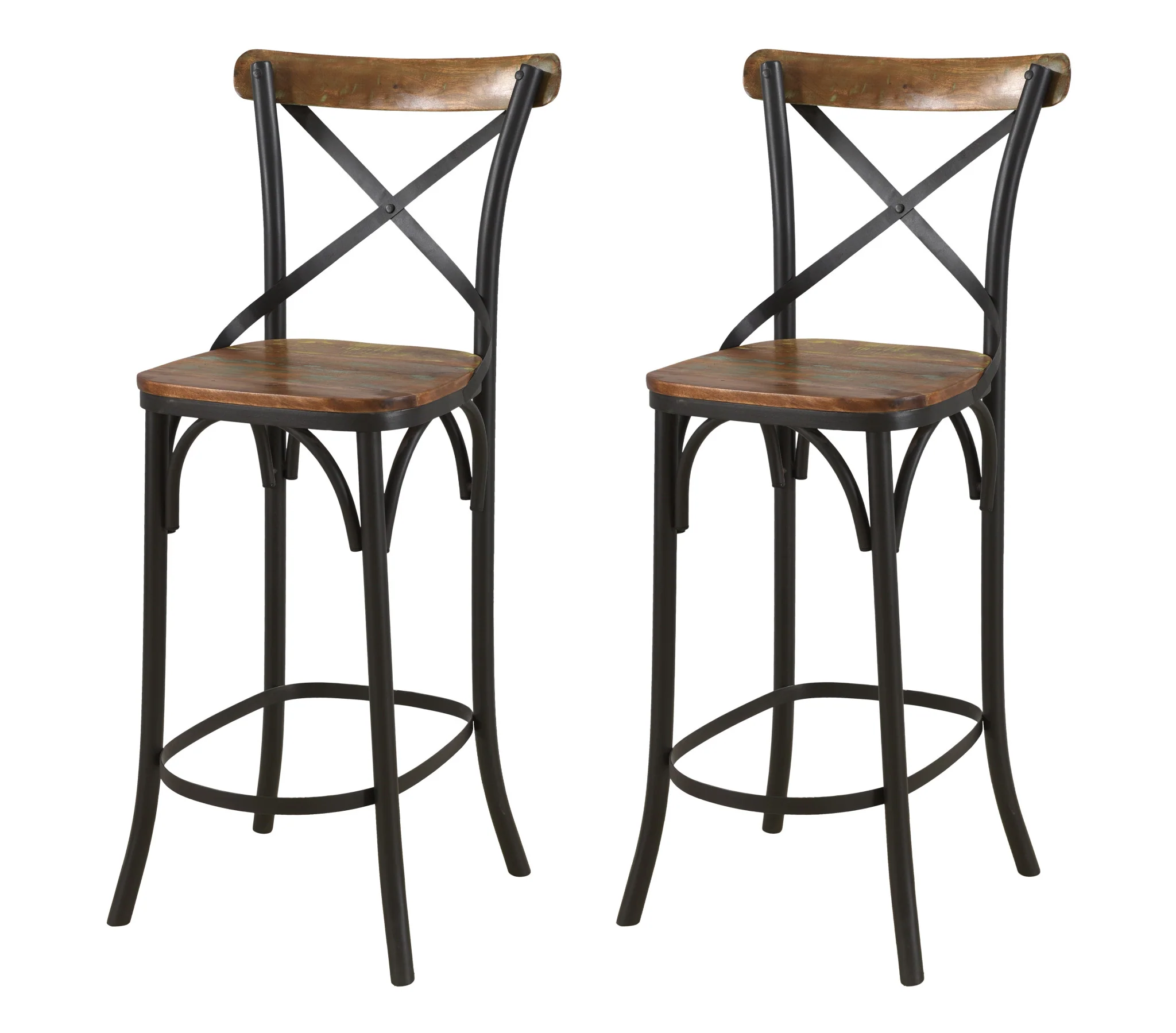 Brown and Black Solid Wood and Metal Counter Height Bar Chair By Homeroots - Image 8