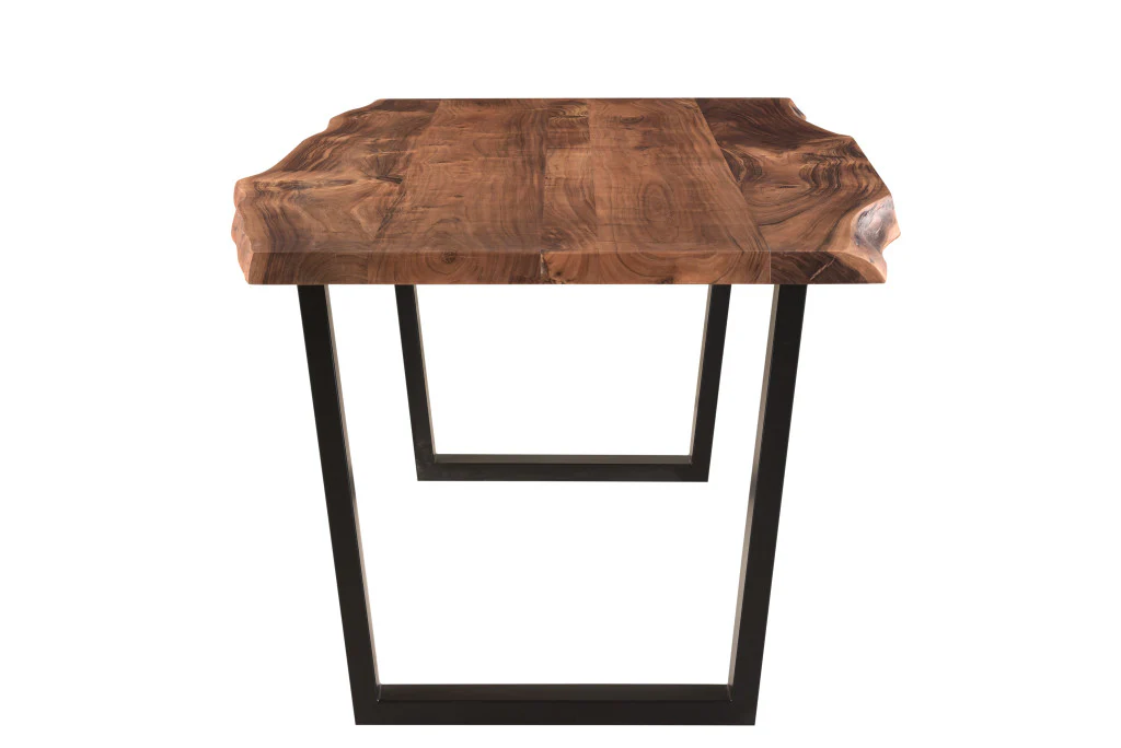Brown And Black Solid Wood And Metal Dining Table By Homeroots - Image 3