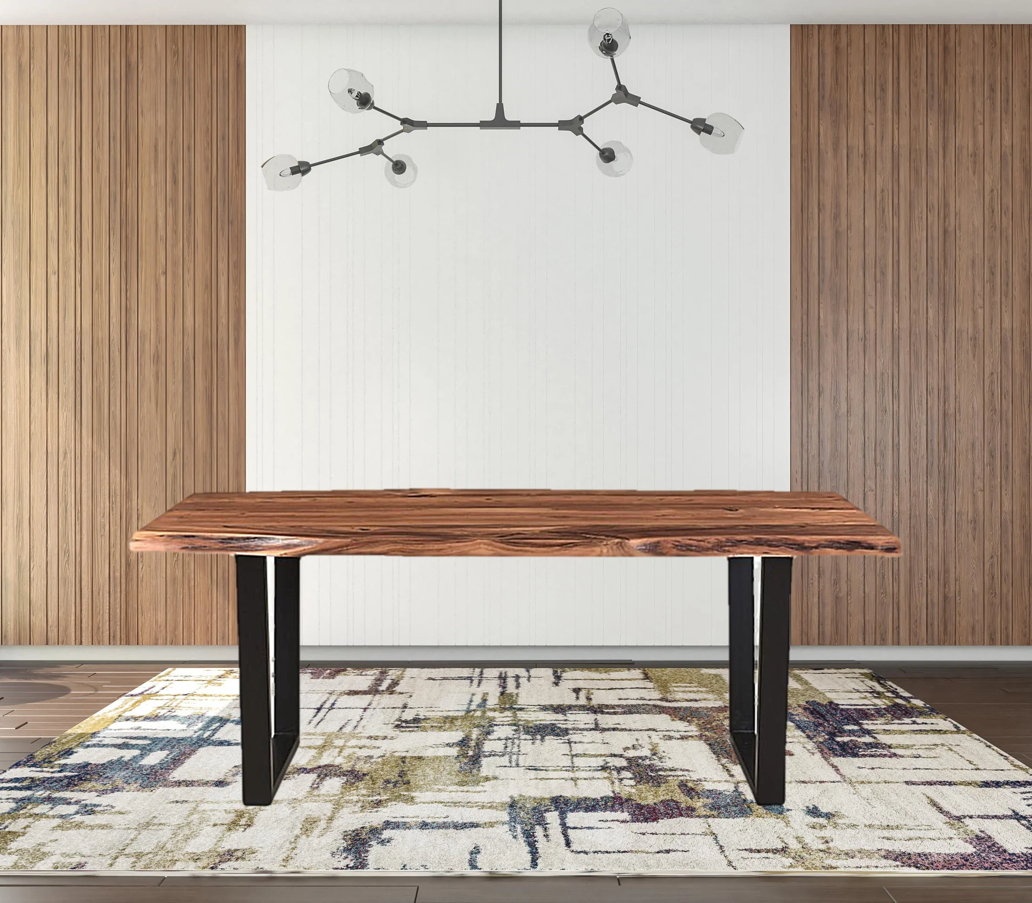 Brown And Black Solid Wood And Metal Dining Table By Homeroots - Image 5
