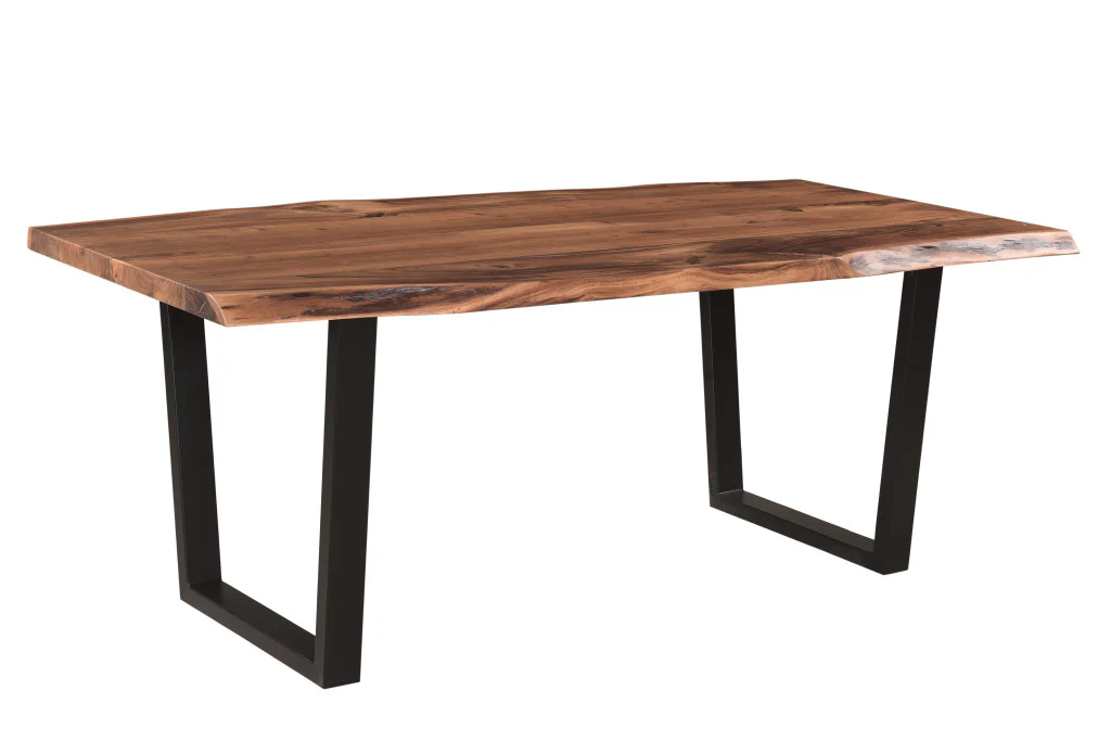 Brown And Black Solid Wood And Metal Dining Table By Homeroots - Image 6