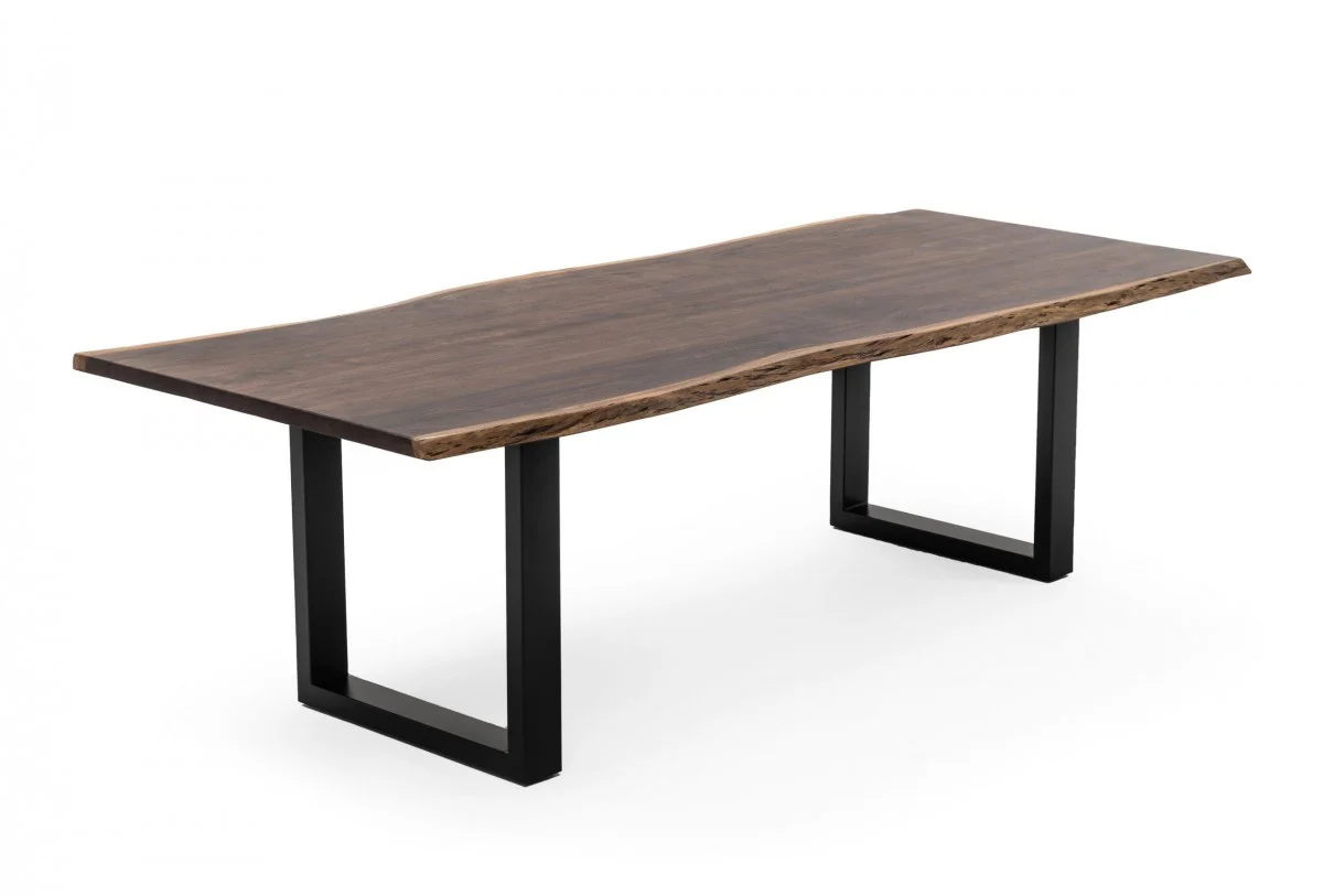 Brown And Black Solid Wood And Metal Sled Base Dining Table By Homeroots - Image 2