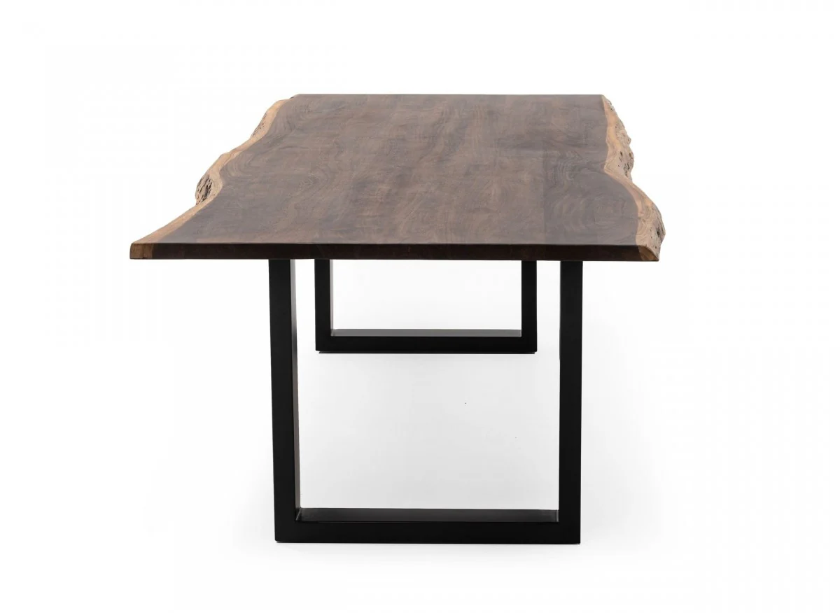 Brown And Black Solid Wood And Metal Sled Base Dining Table By Homeroots - Image 3