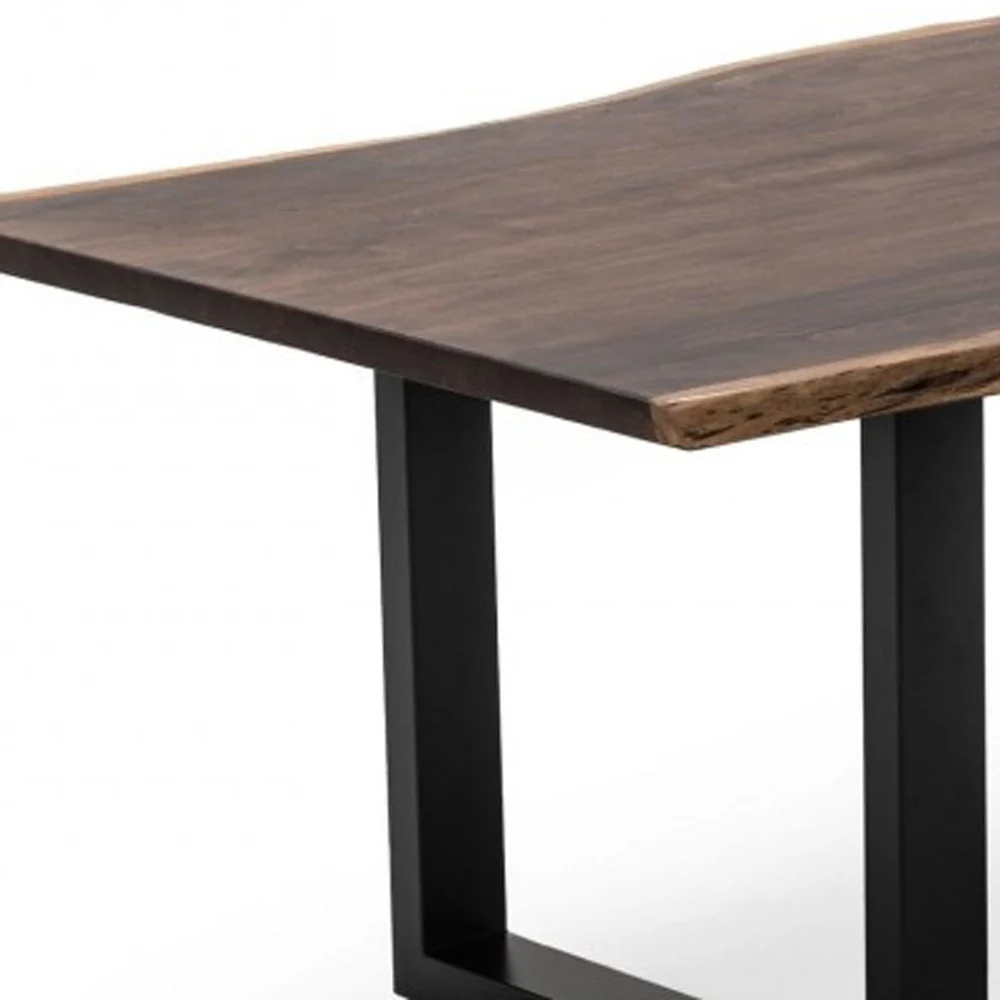 Brown And Black Solid Wood And Metal Sled Base Dining Table By Homeroots - Image 4