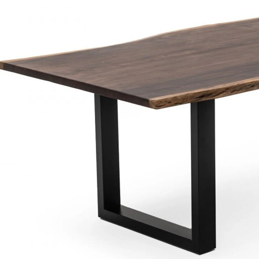 Brown And Black Solid Wood And Metal Sled Base Dining Table By Homeroots - Image 5