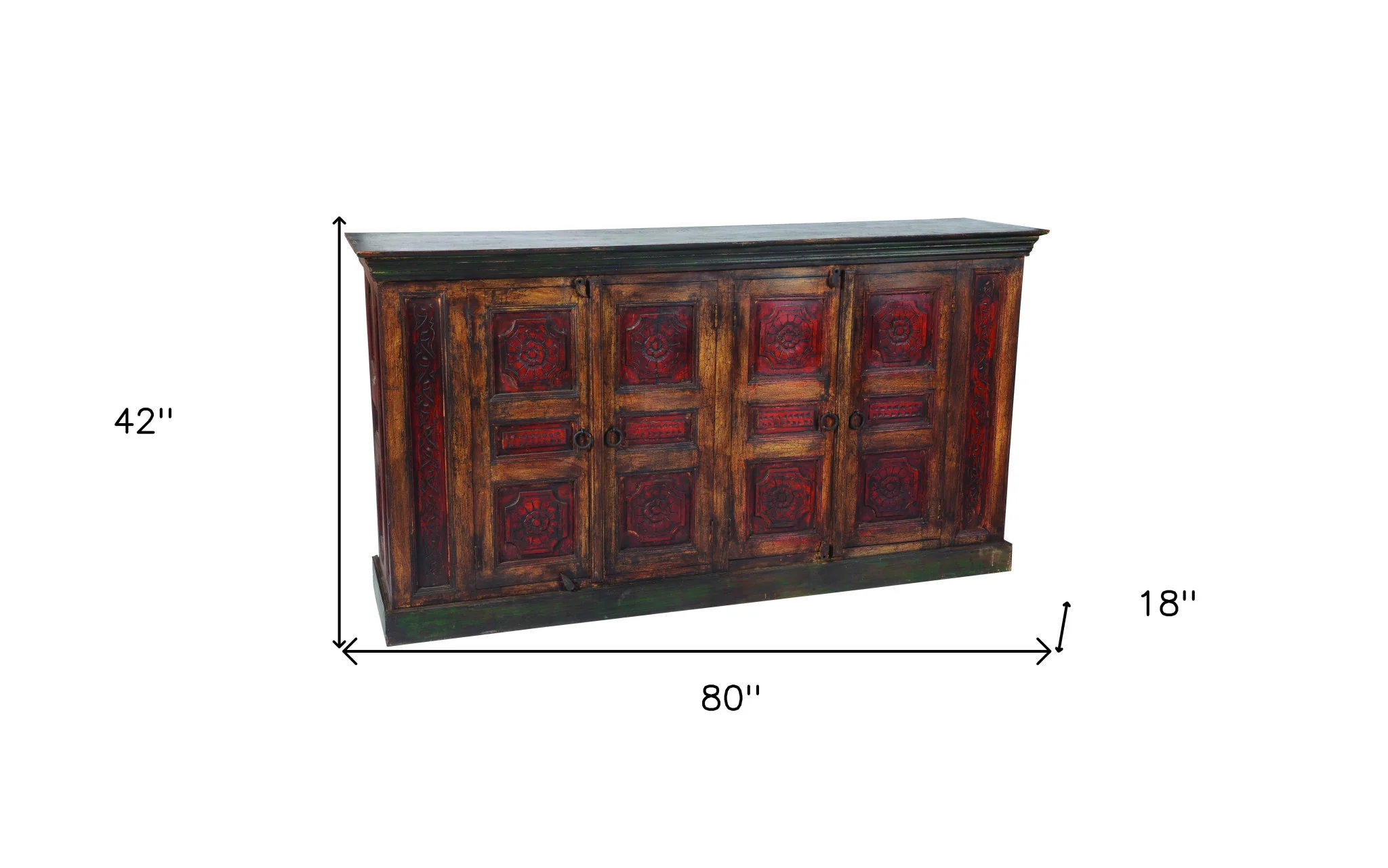 Brown and Black Solid Wood Buffet Table with Four Doors By Homeroots - Image 5