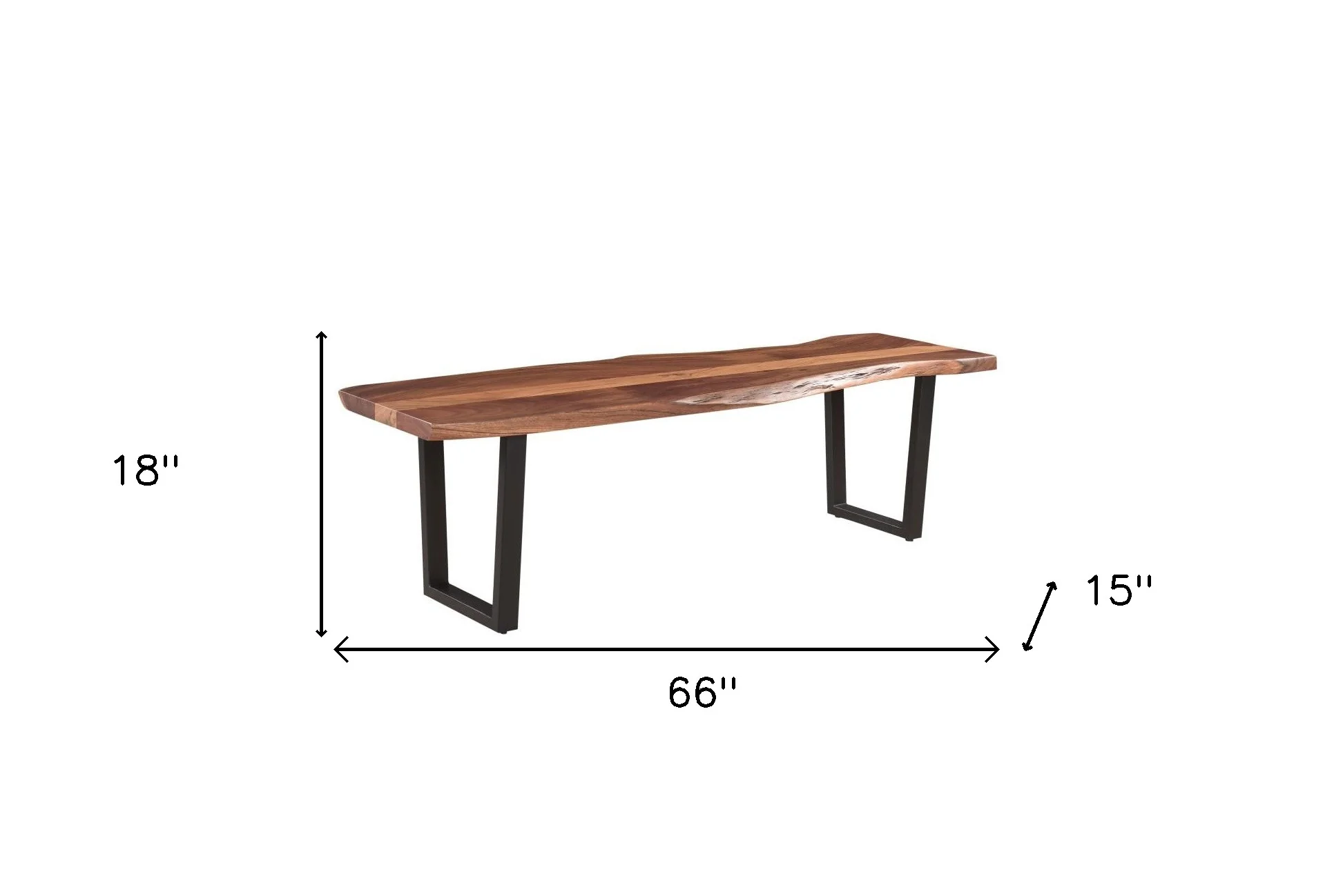Brown And Black Solid Wood Dining bench By Homeroots - Image 2