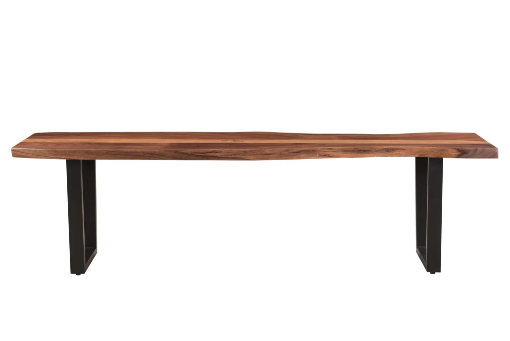 Brown And Black Solid Wood Dining bench By Homeroots - Image 3