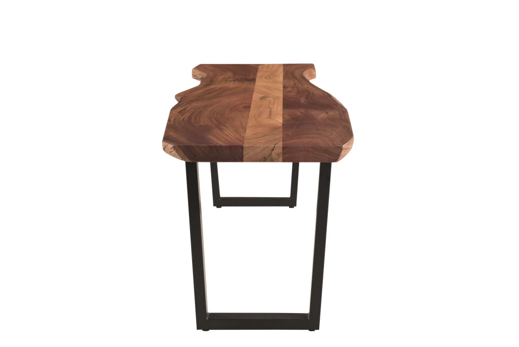 Brown And Black Solid Wood Dining bench By Homeroots - Image 5