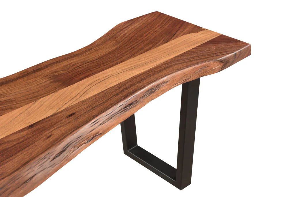 Brown And Black Solid Wood Dining bench By Homeroots - Image 6