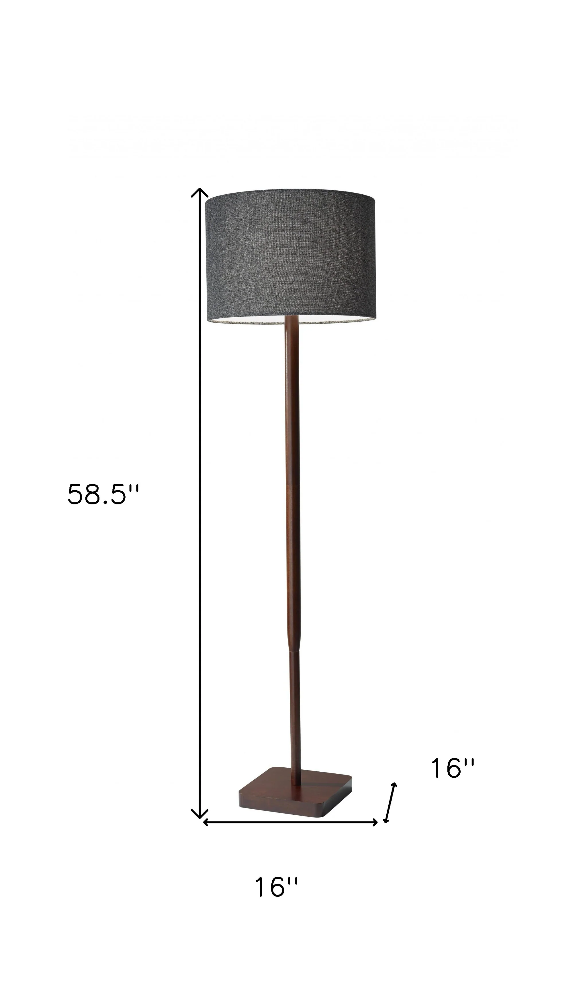 Brown And Black Solid Wood Floor Lamp With Dark Gray Fabric Drum Shade By Homeroots - Image 5