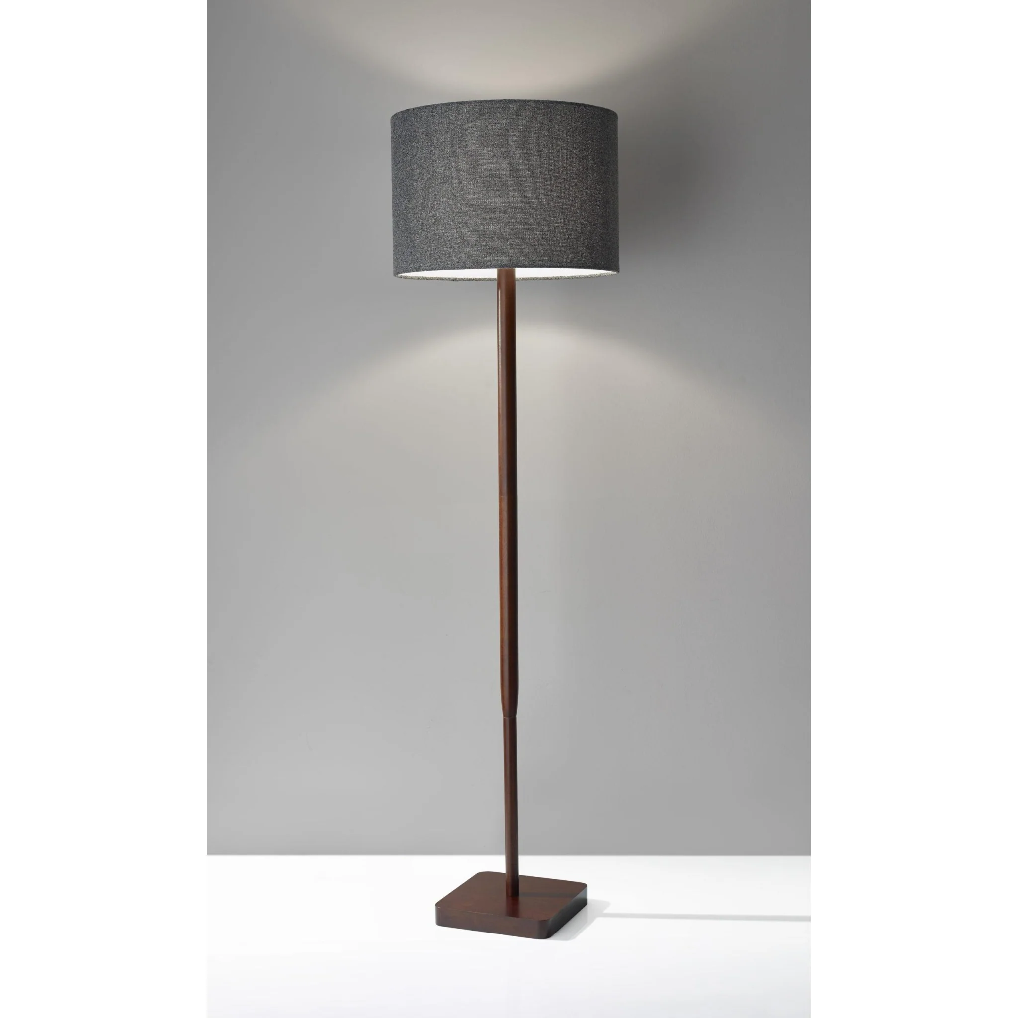Brown And Black Solid Wood Floor Lamp With Dark Gray Fabric Drum Shade By Homeroots - Image 7