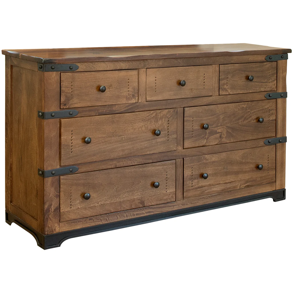 Brown and Black Solid Wood Seven Drawer Triple Dresser By Homeroots - Image 2
