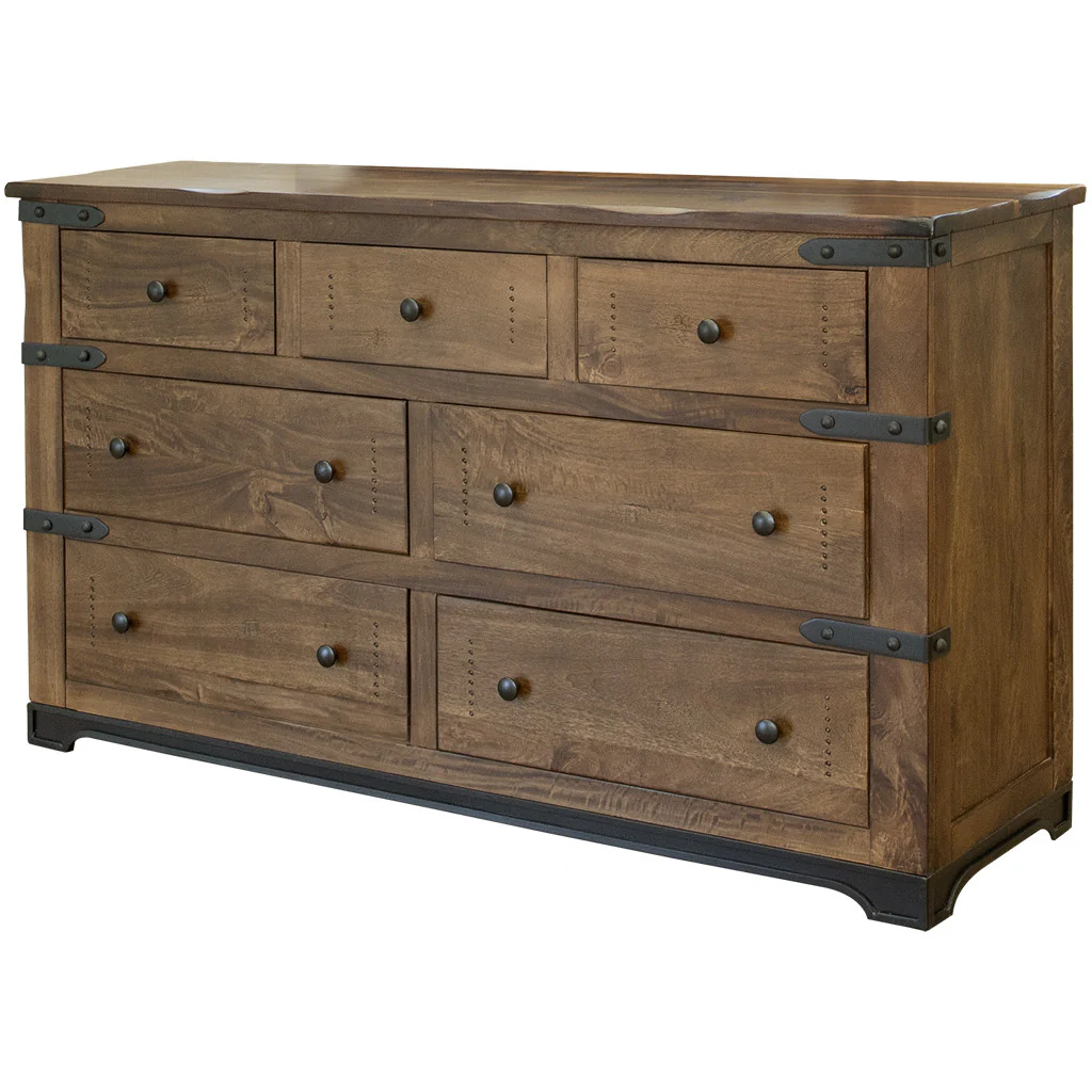 Brown and Black Solid Wood Seven Drawer Triple Dresser By Homeroots - Image 3