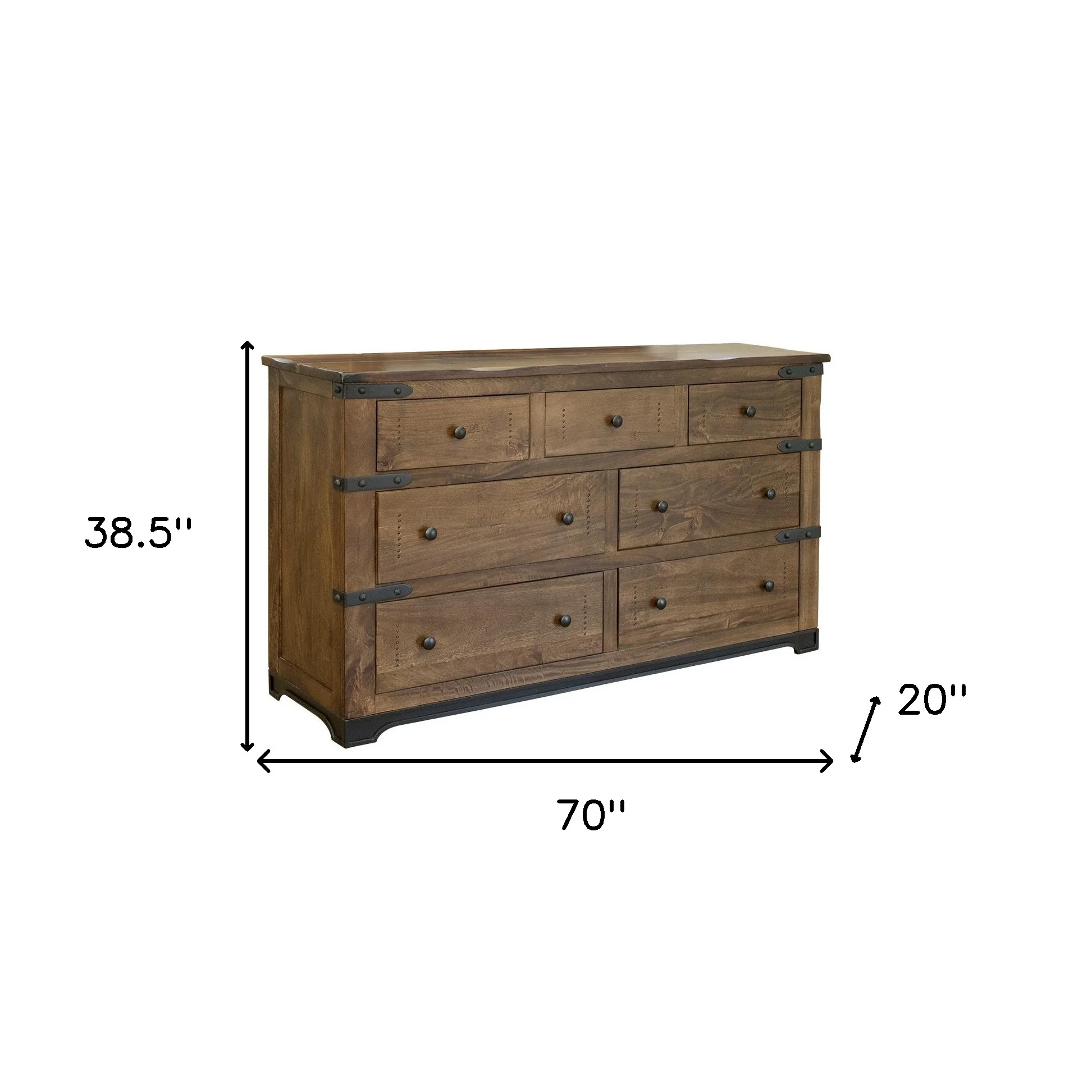 Brown and Black Solid Wood Seven Drawer Triple Dresser By Homeroots - Image 5