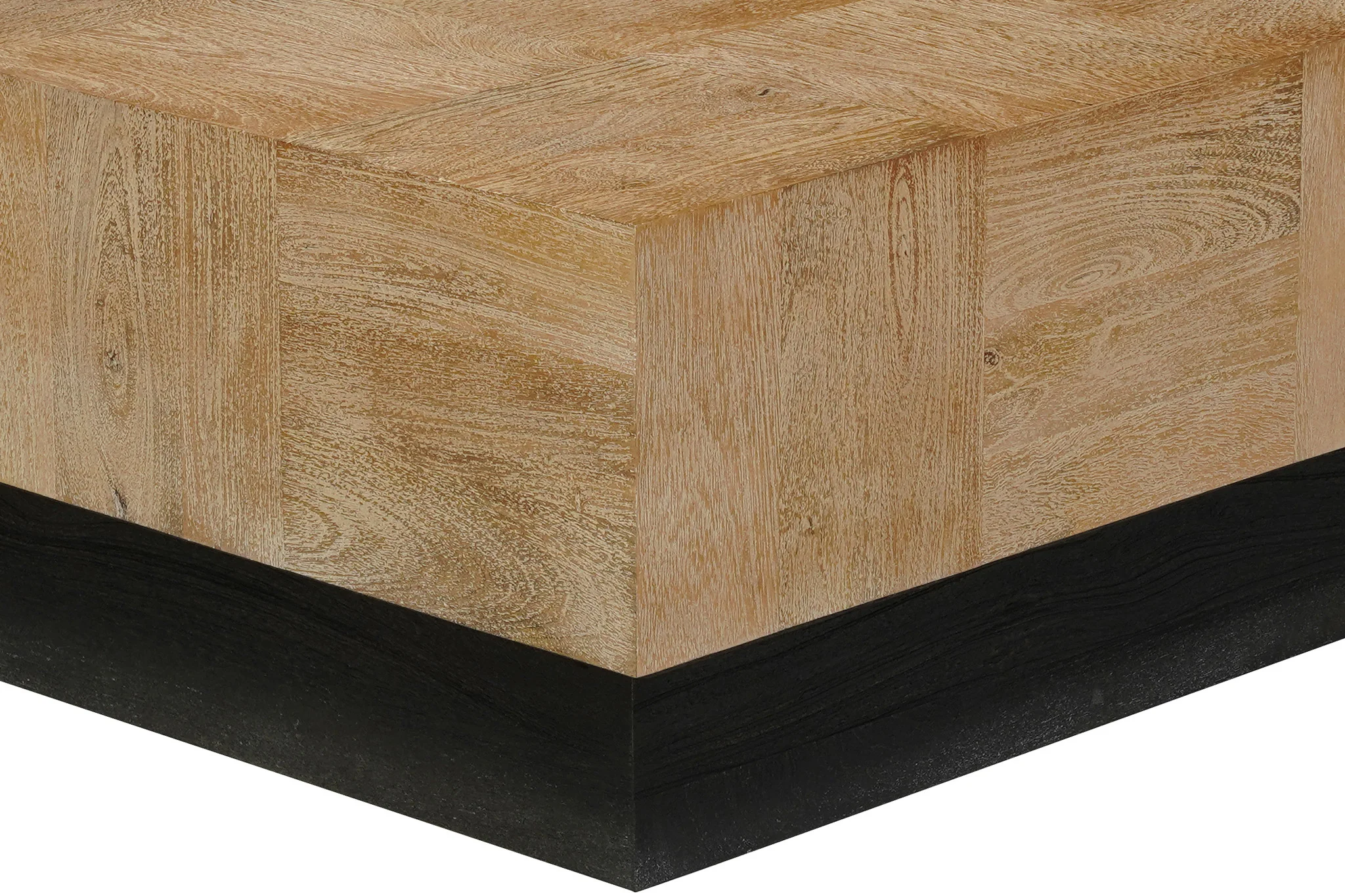 Brown and Black Solid Wood Square Block Coffee Table By Homeroots - Image 6