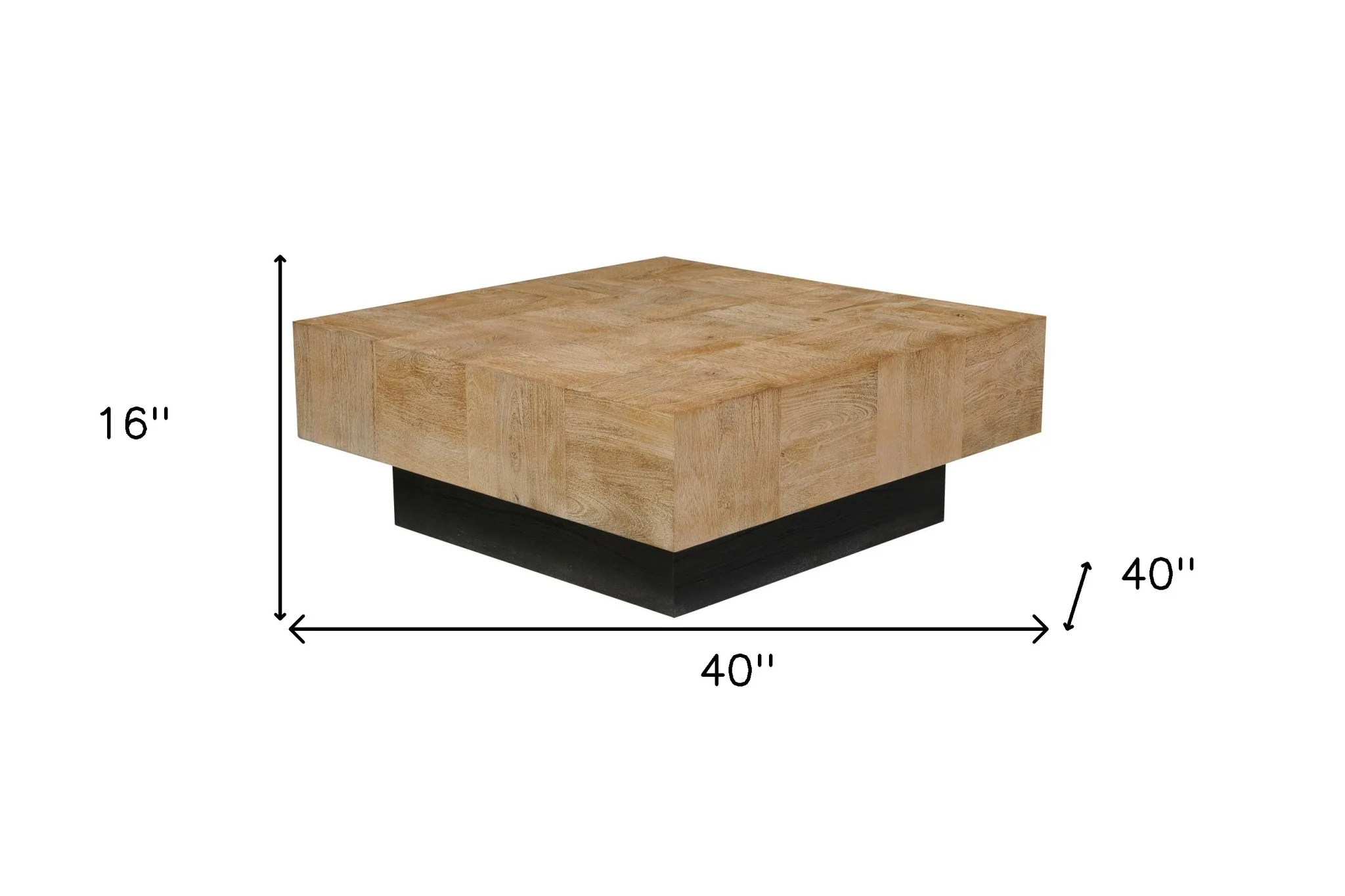 Brown and Black Solid Wood Square Block Coffee Table By Homeroots - Image 7