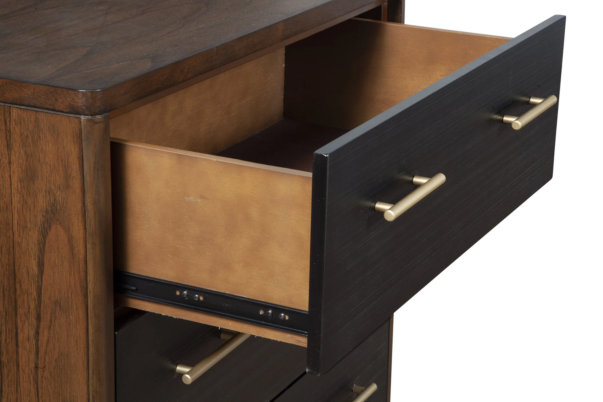 Brown and Black Solid Wood Three Drawer Chest By Homeroots - Image 3