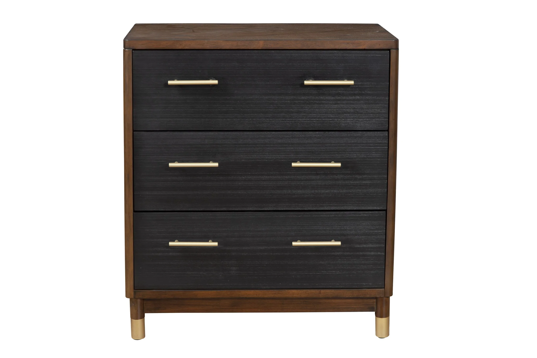 Brown and Black Solid Wood Three Drawer Chest By Homeroots - Image 5