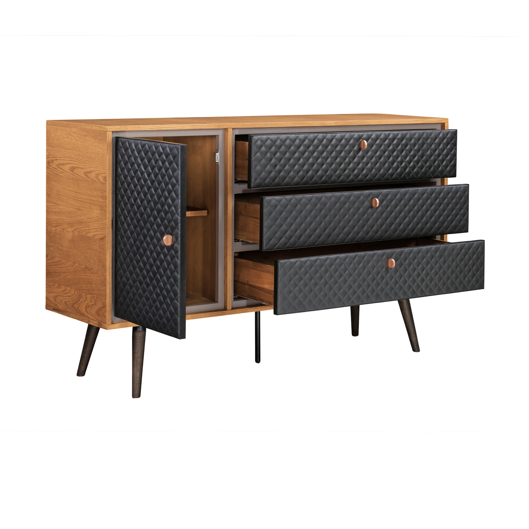 Brown and Black Solid Wood Three Drawer Double Dresser By Homeroots - Image 3