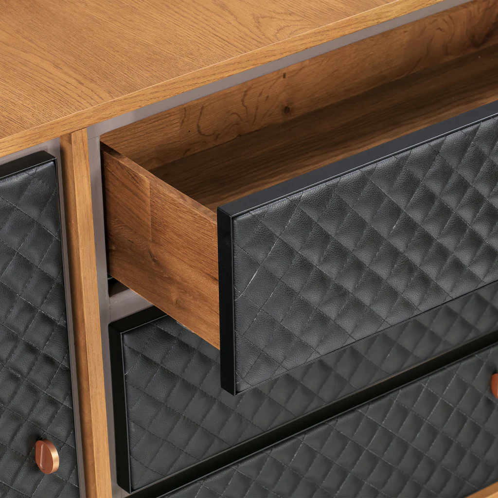 Brown and Black Solid Wood Three Drawer Double Dresser By Homeroots - Image 4