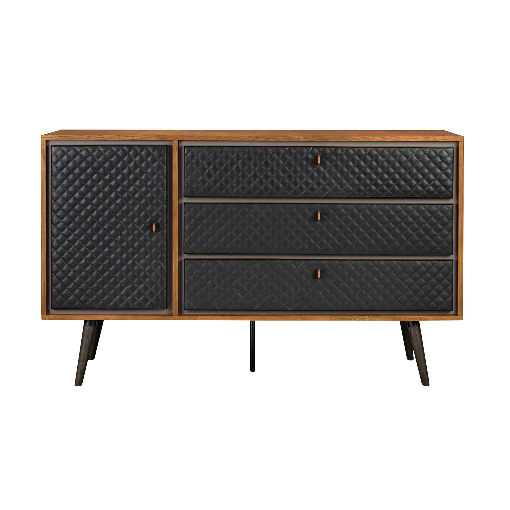 Brown and Black Solid Wood Three Drawer Double Dresser By Homeroots - Image 6