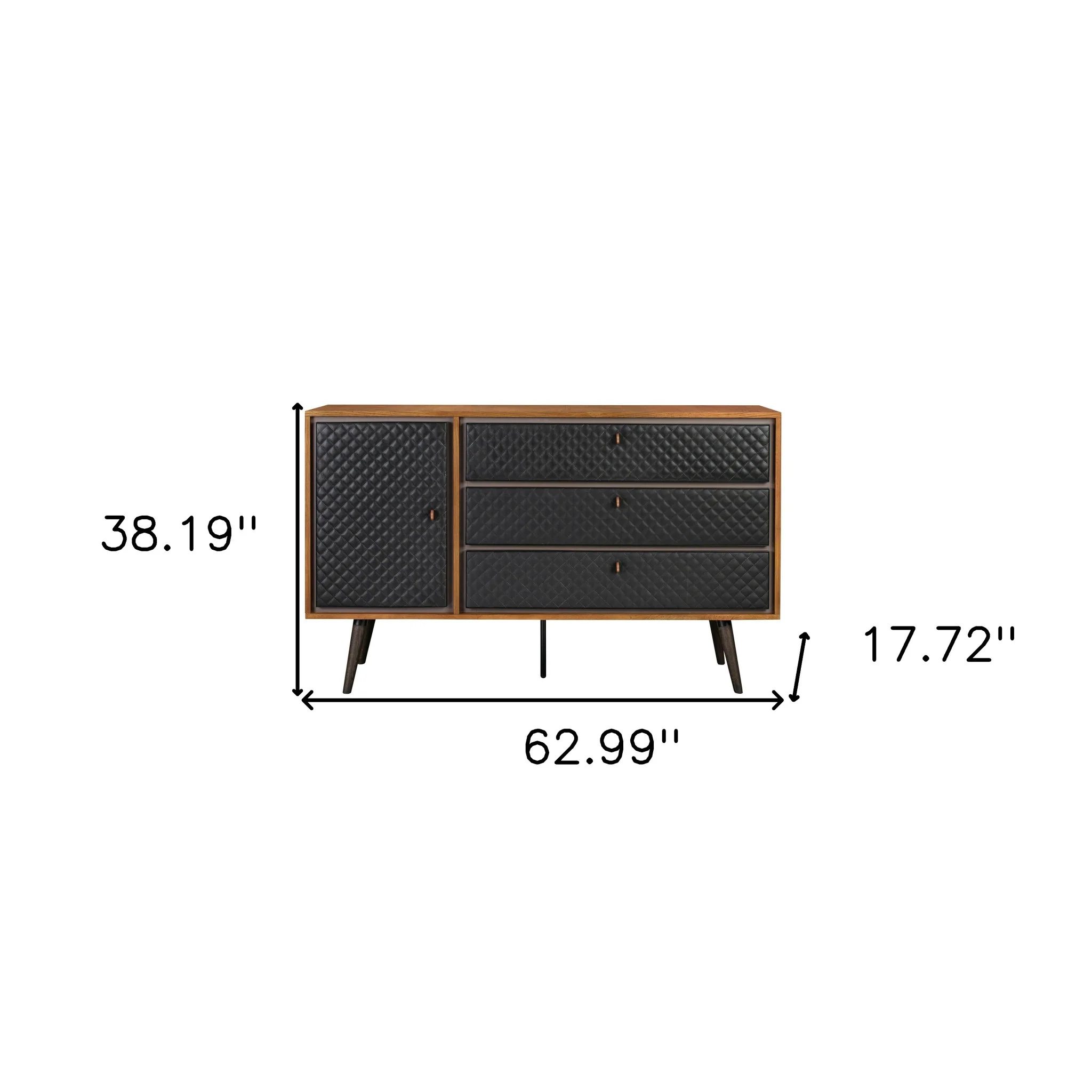 Brown and Black Solid Wood Three Drawer Double Dresser By Homeroots - Image 7