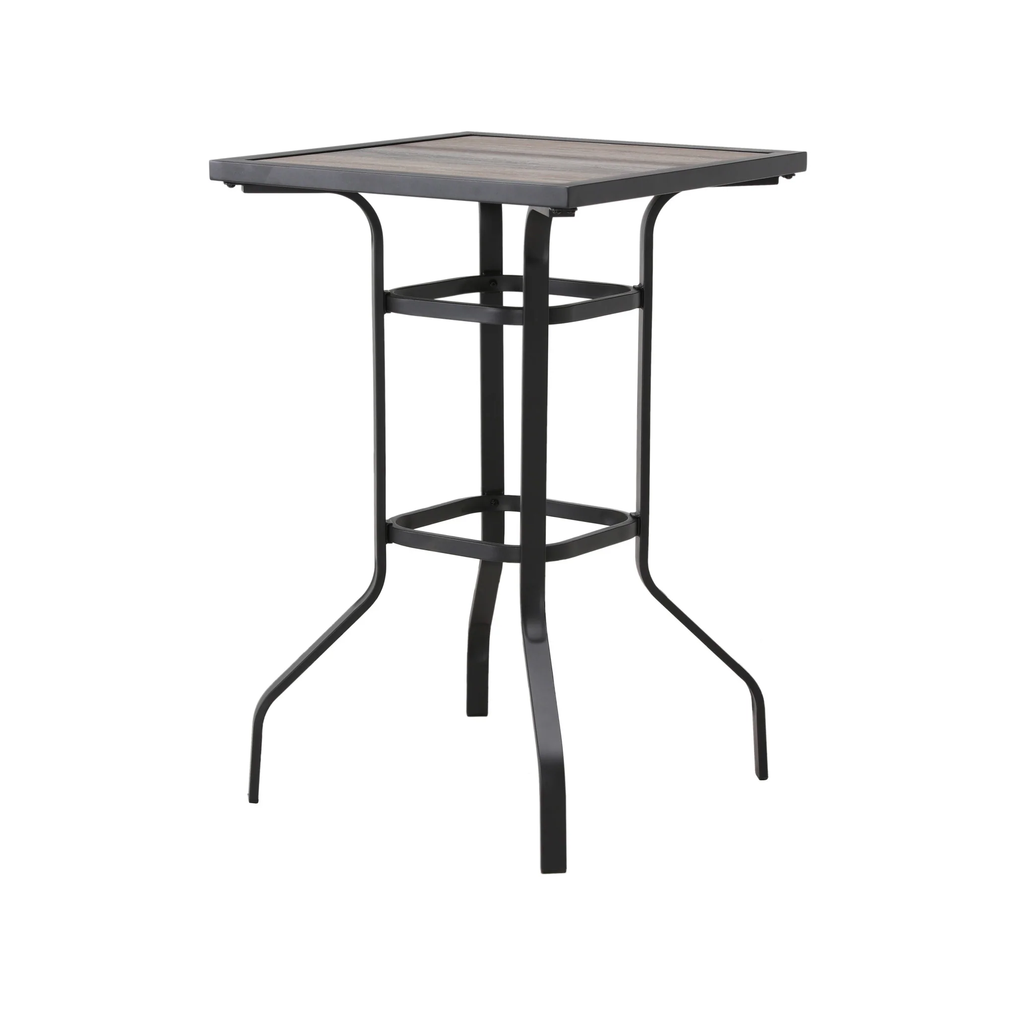 Brown and Black Square Metal Outdoor Bistro Table By Homeroots - Image 2