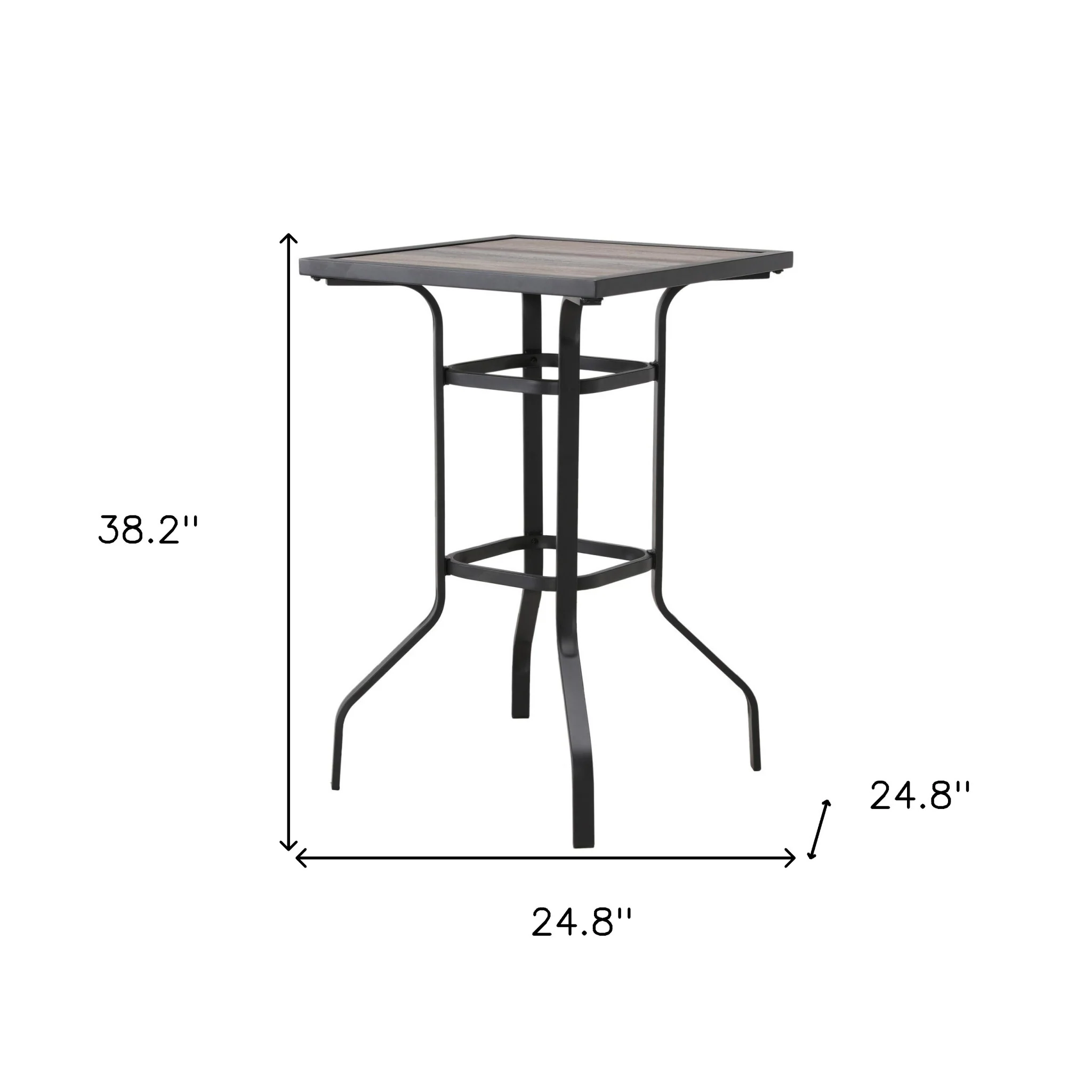Brown and Black Square Metal Outdoor Bistro Table By Homeroots - Image 3